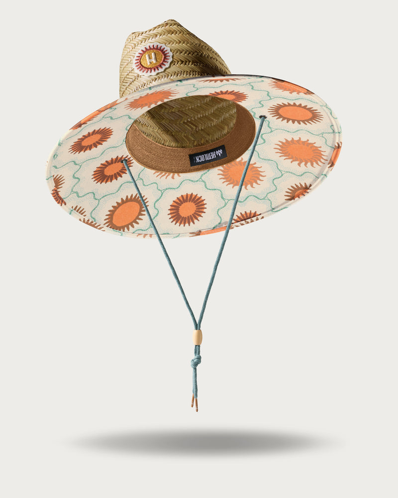 Hemlock UPF50+ Lifeguard Straw Hat in Suns print