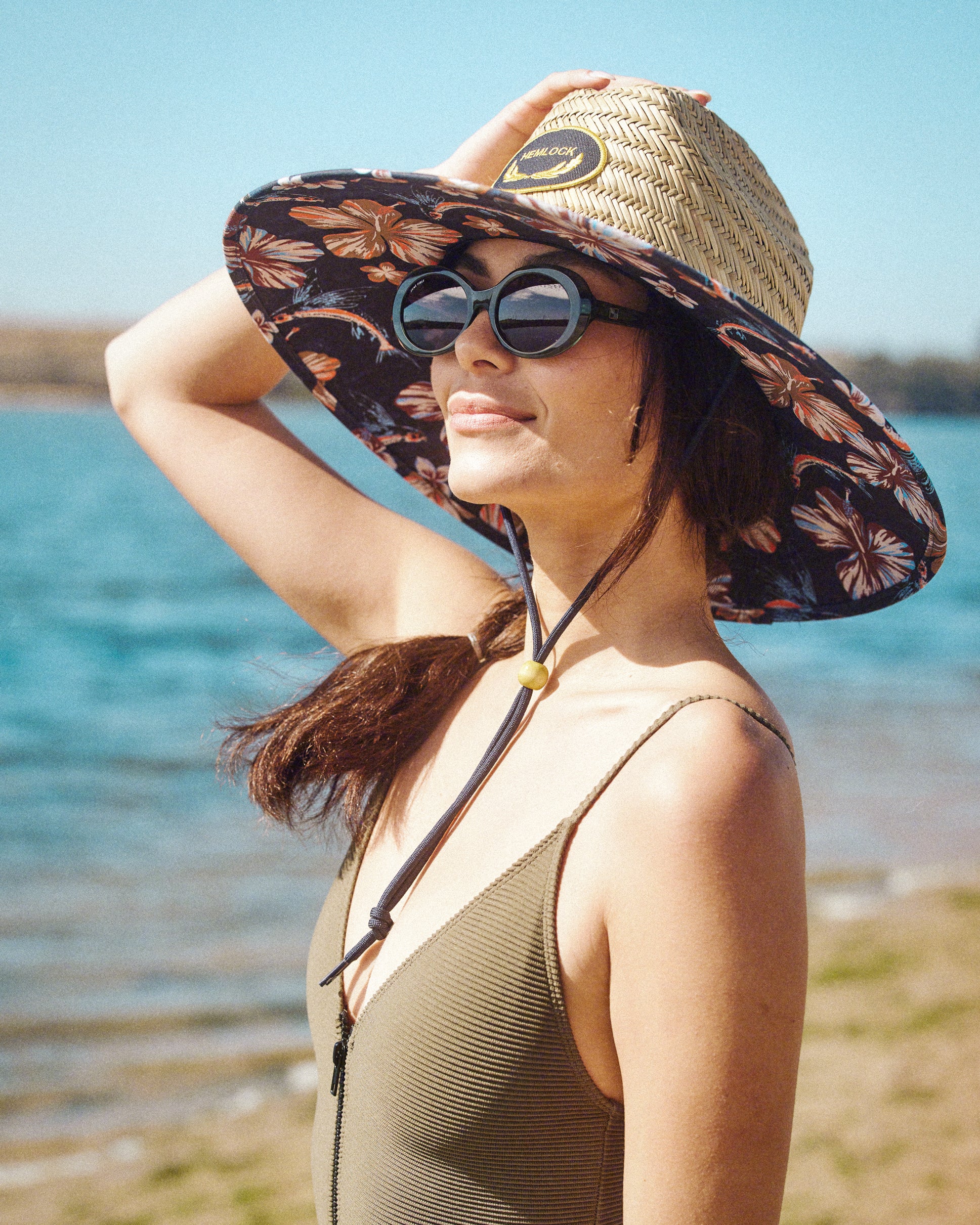 UPF 50+ Lifeguard Straw Hat, Flying Fish. Size: XL