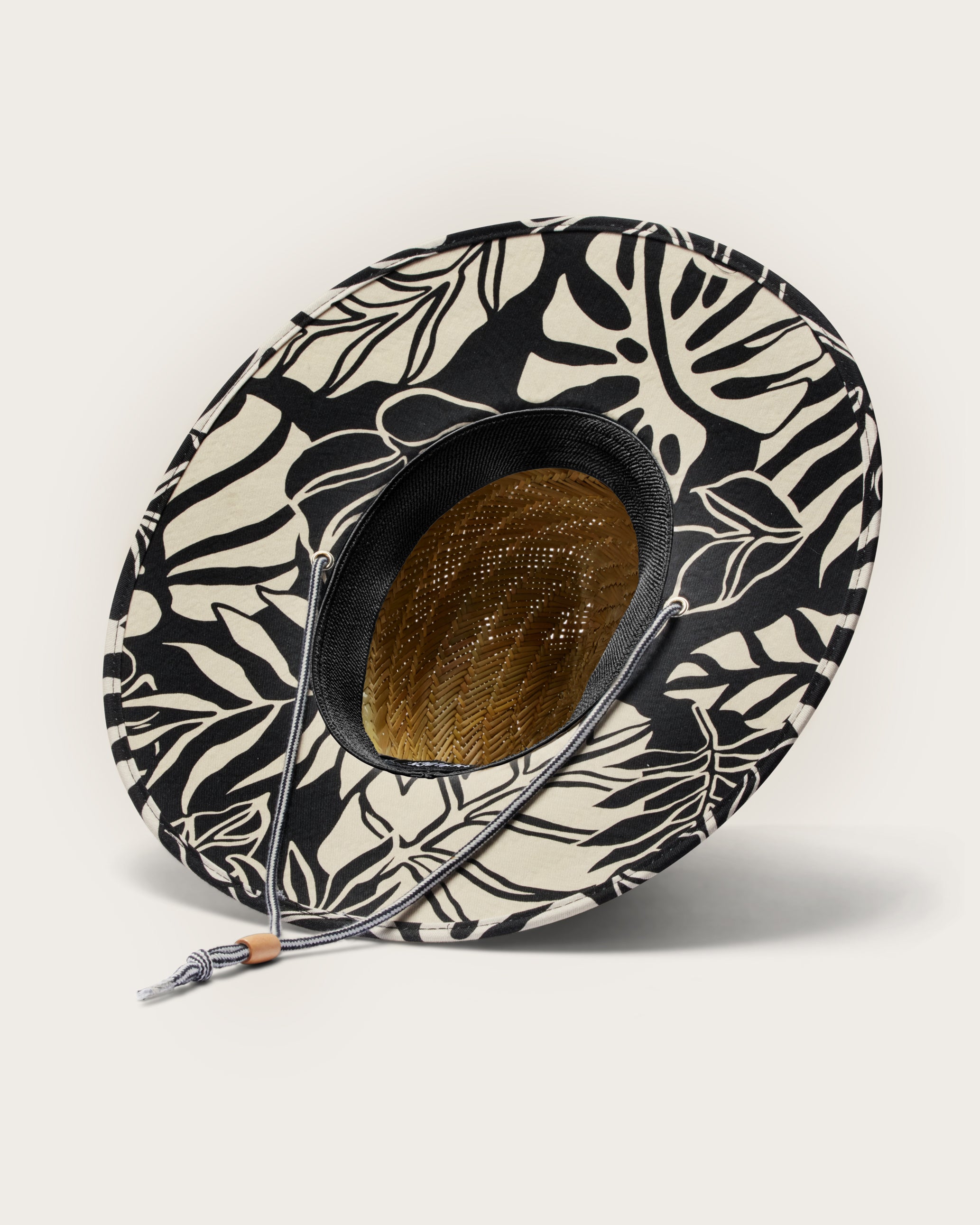 Hemlock UPF50+ Fedora Lifeguard Straw Hat in Monstera print bottom view