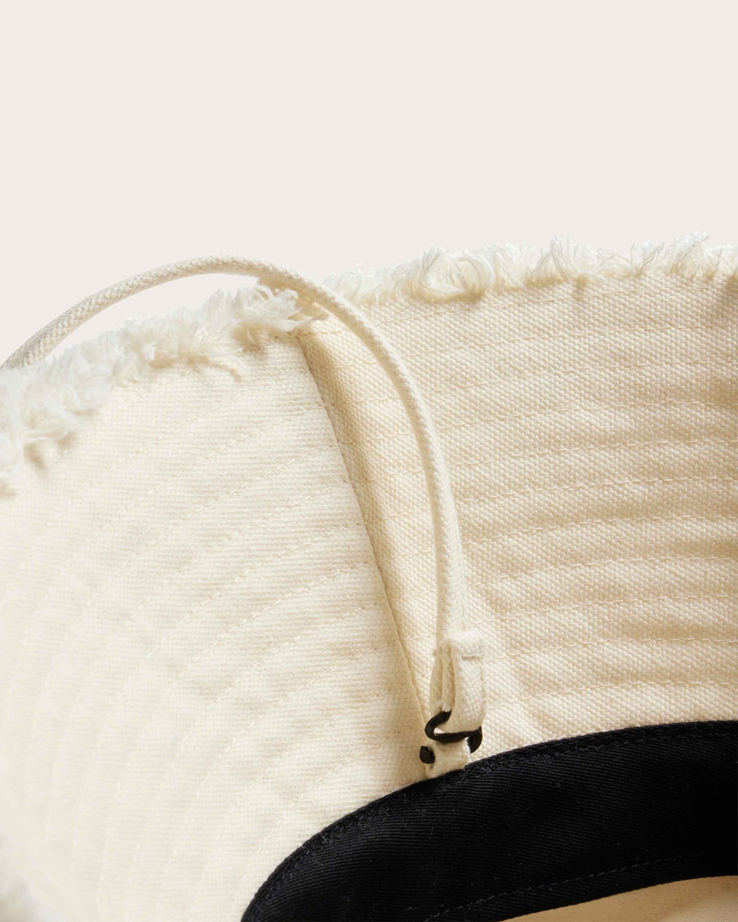 Hemlock Bali Oversized Cotton Bucket Hat in Bone removable drawstring