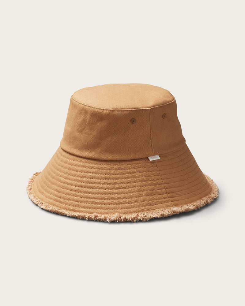 Hemlock Bali Oversized Cotton Bucket Hat in Camel