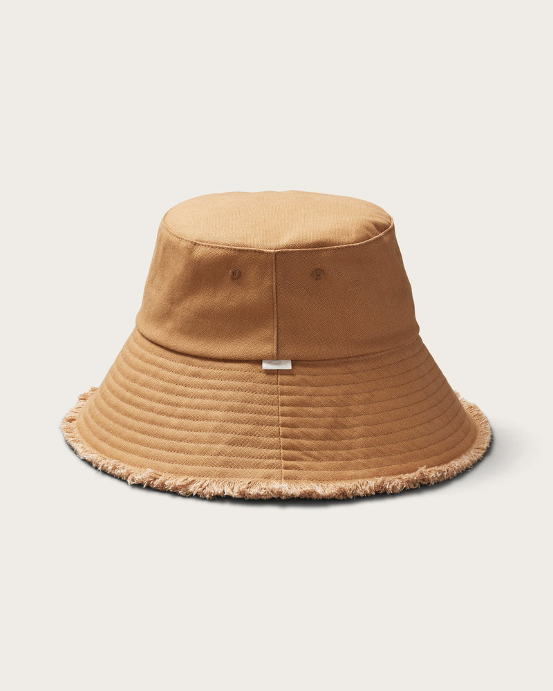 Hemlock Bali Oversized Cotton Bucket Hat in Camel side profile