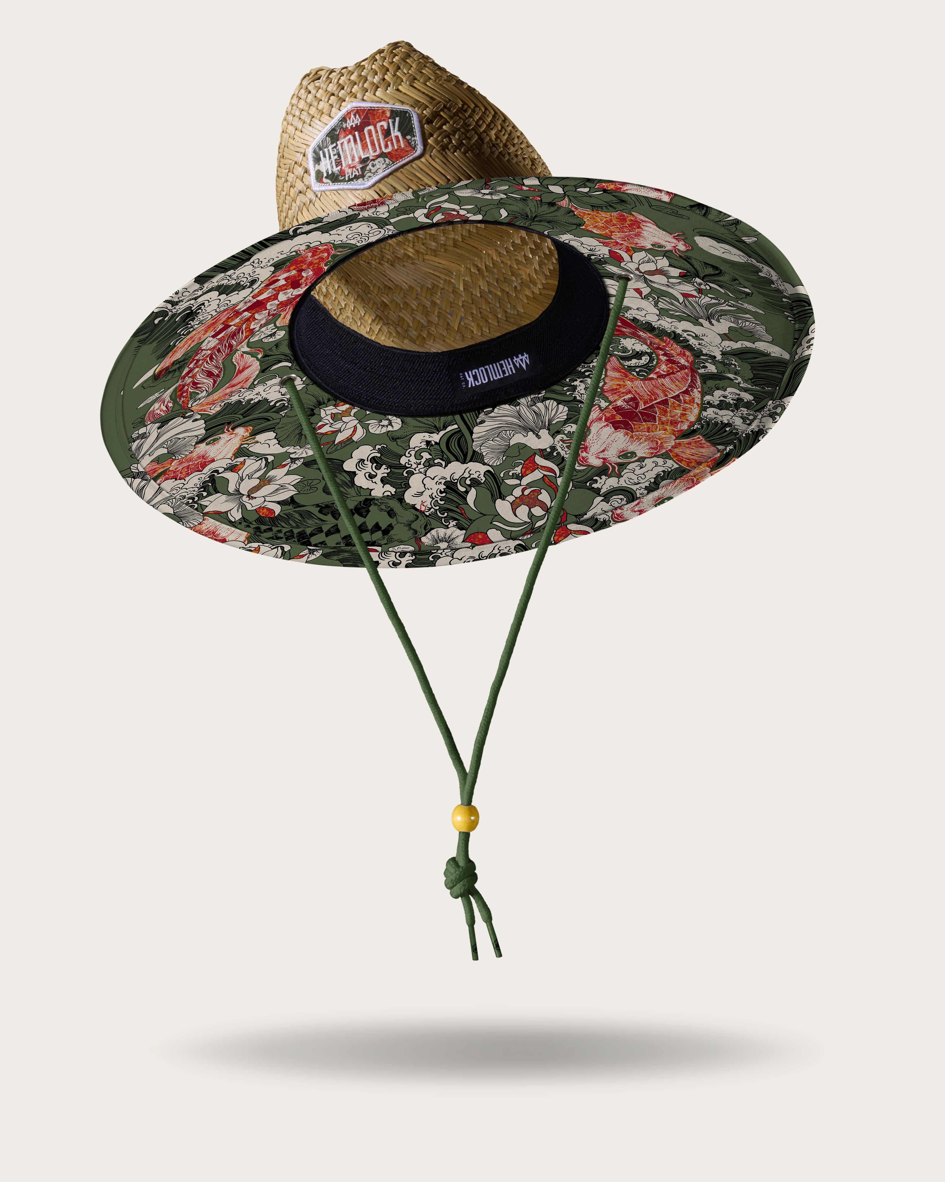 Fortune Straw Lifeguard Hat | Koi Print Straw Hat UPF 50+  display picture 3