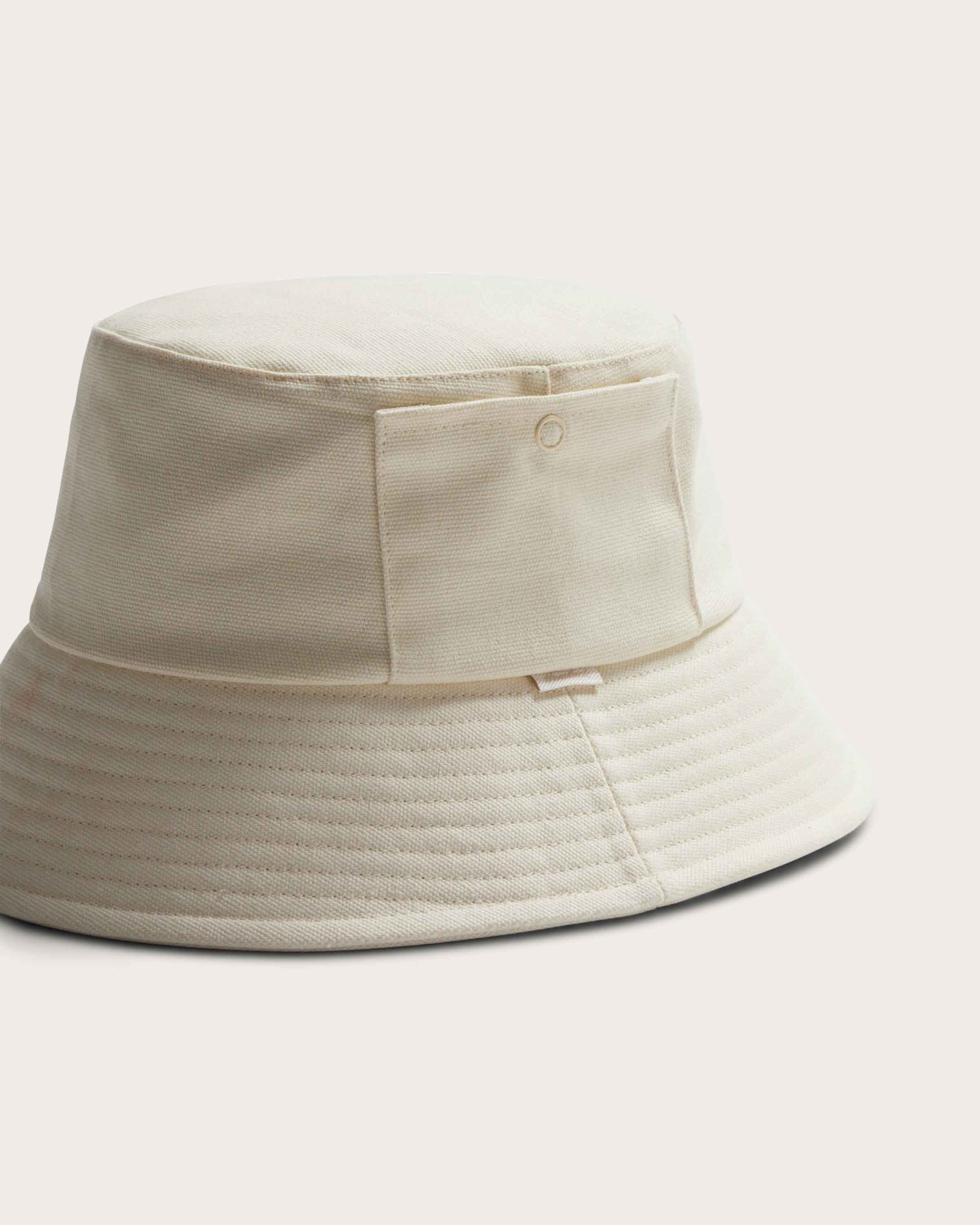 Hemlock Isle Cotton Bucket Hat in Bone detail
