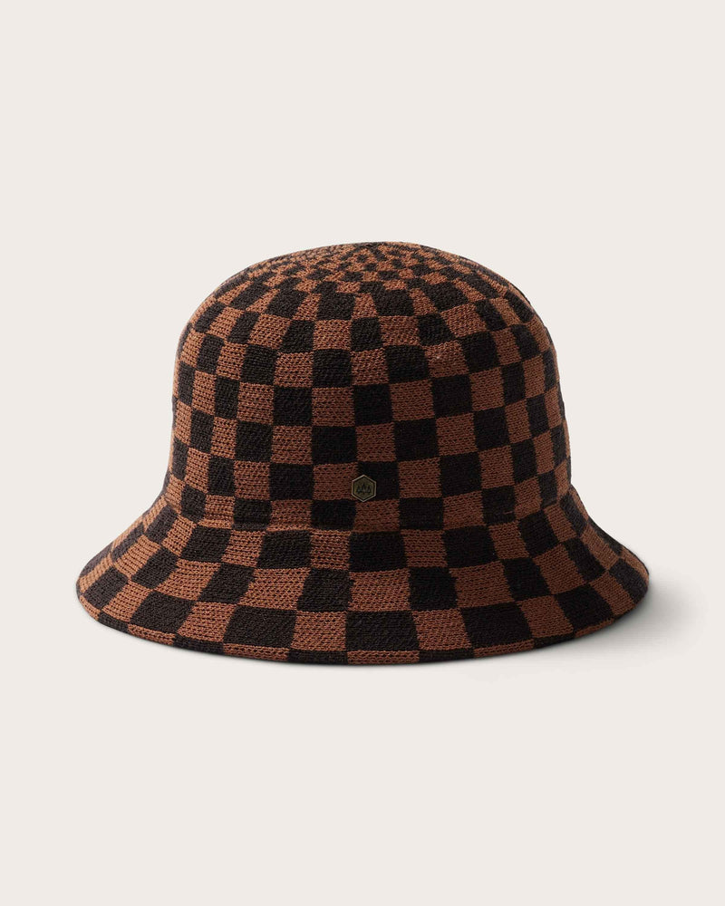 Hemlock Kennedy Cotton Bucket Hat in Brown Check side profile