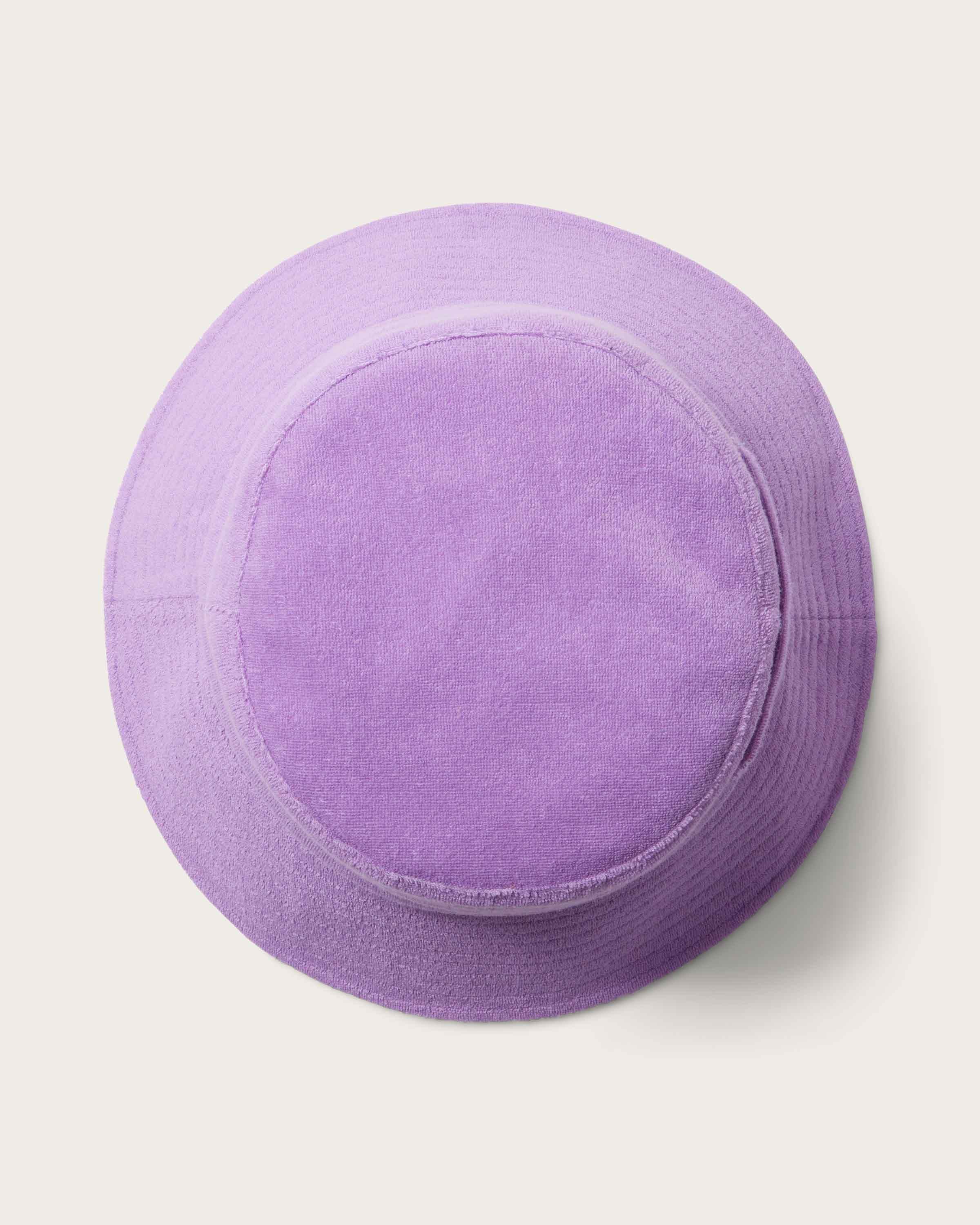 Hemlock Marina Terry Bucket Hat in Lilac top of hat