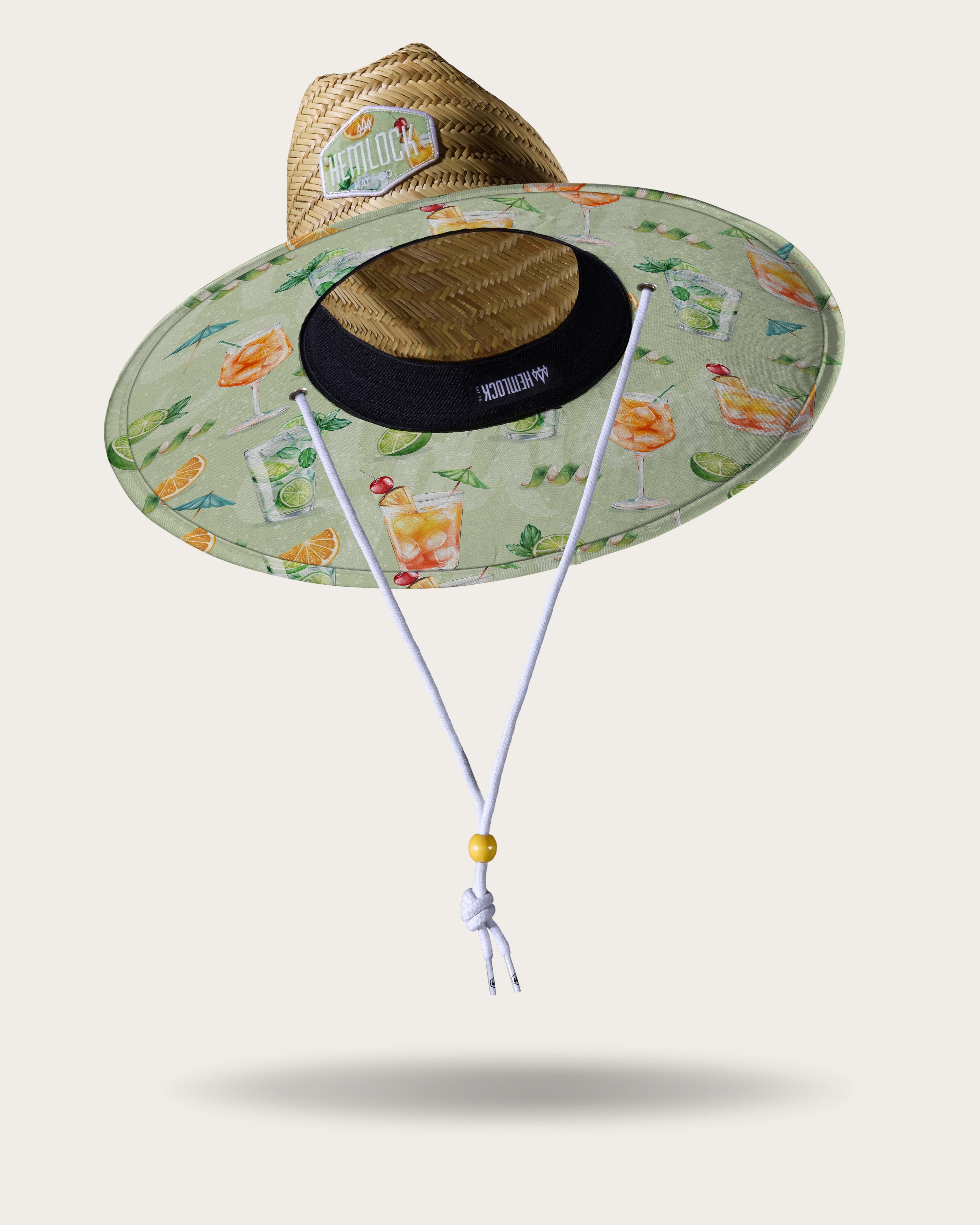 Vic Straw Lifeguard Hat Cocktail Print Straw Hat UPF 50 Hemlock Hat Co