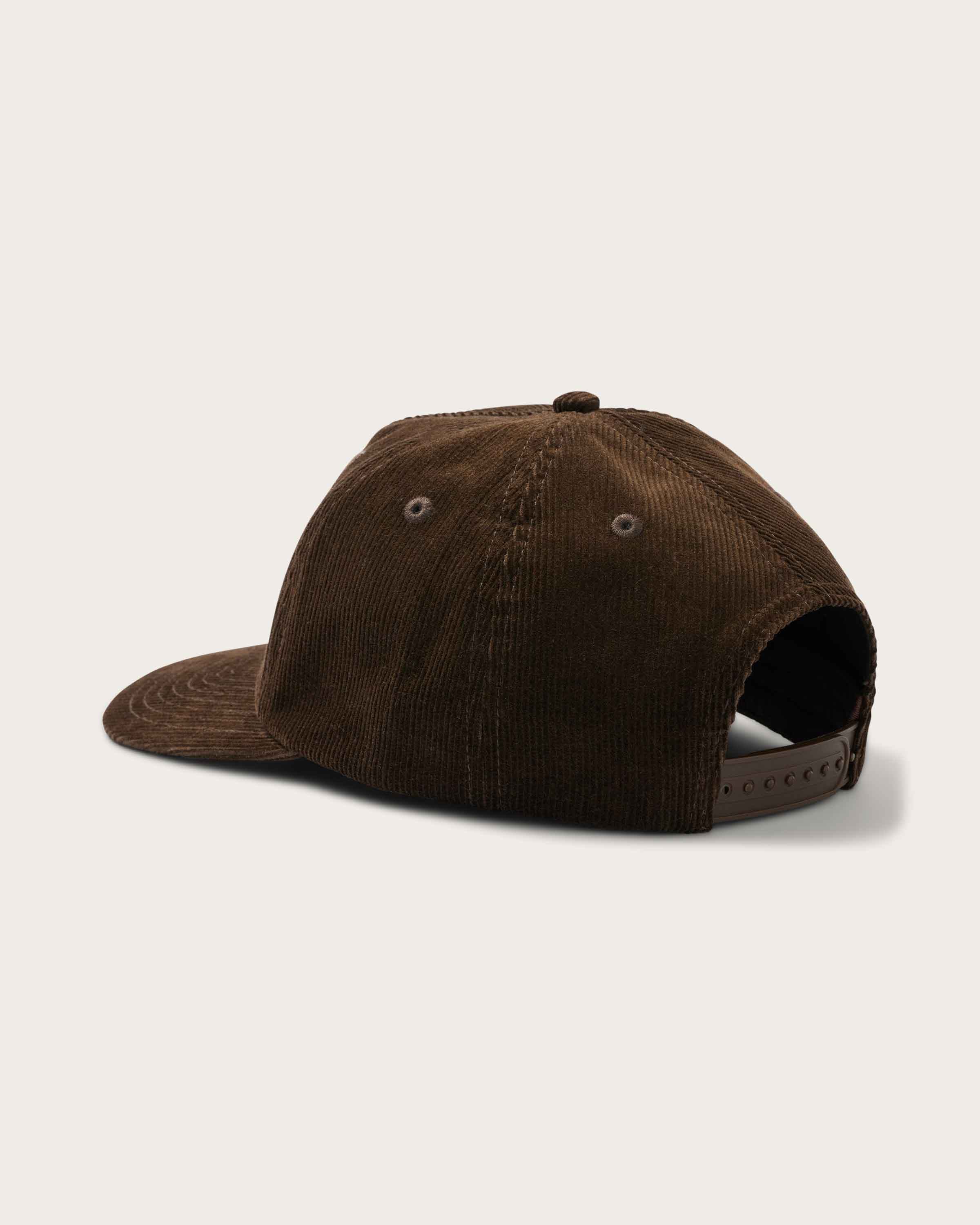 Hemlock Wesley Corduroy Baseball Hat in Mocha back view