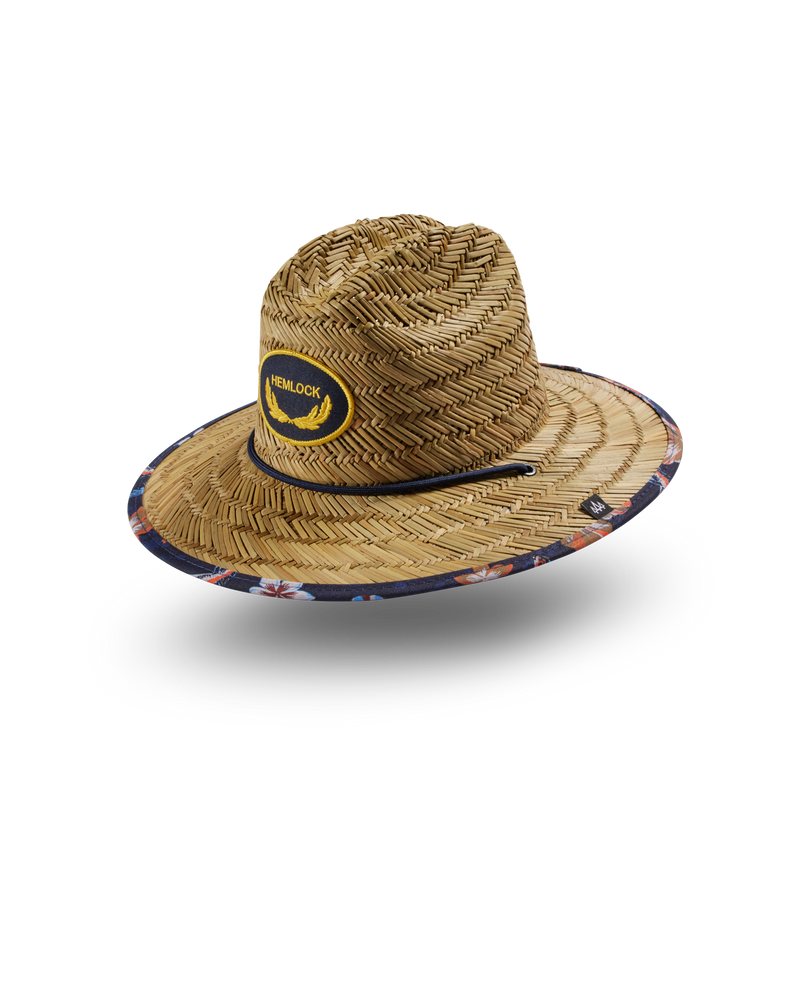 Hemlock Kids Lifeguard Straw Hat in Flying Fish print side view