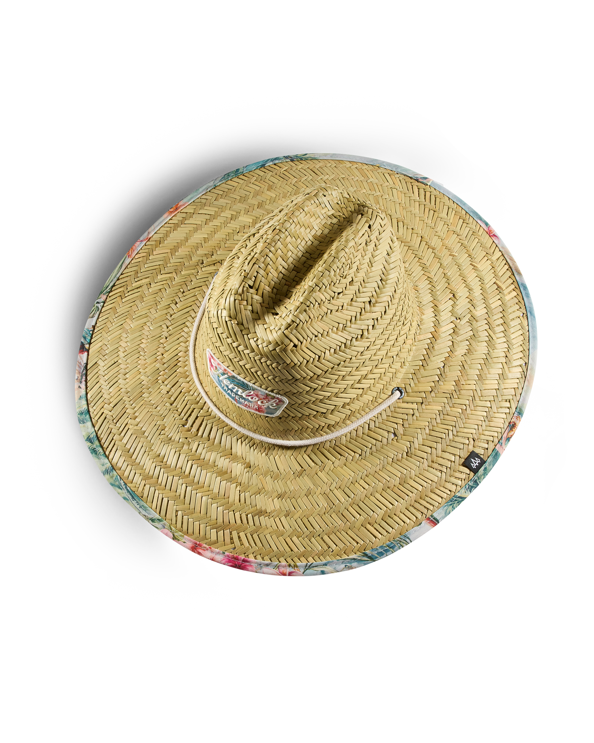 Hemlock UPF50+ Lifeguard Straw Hat in Hanalei print top view