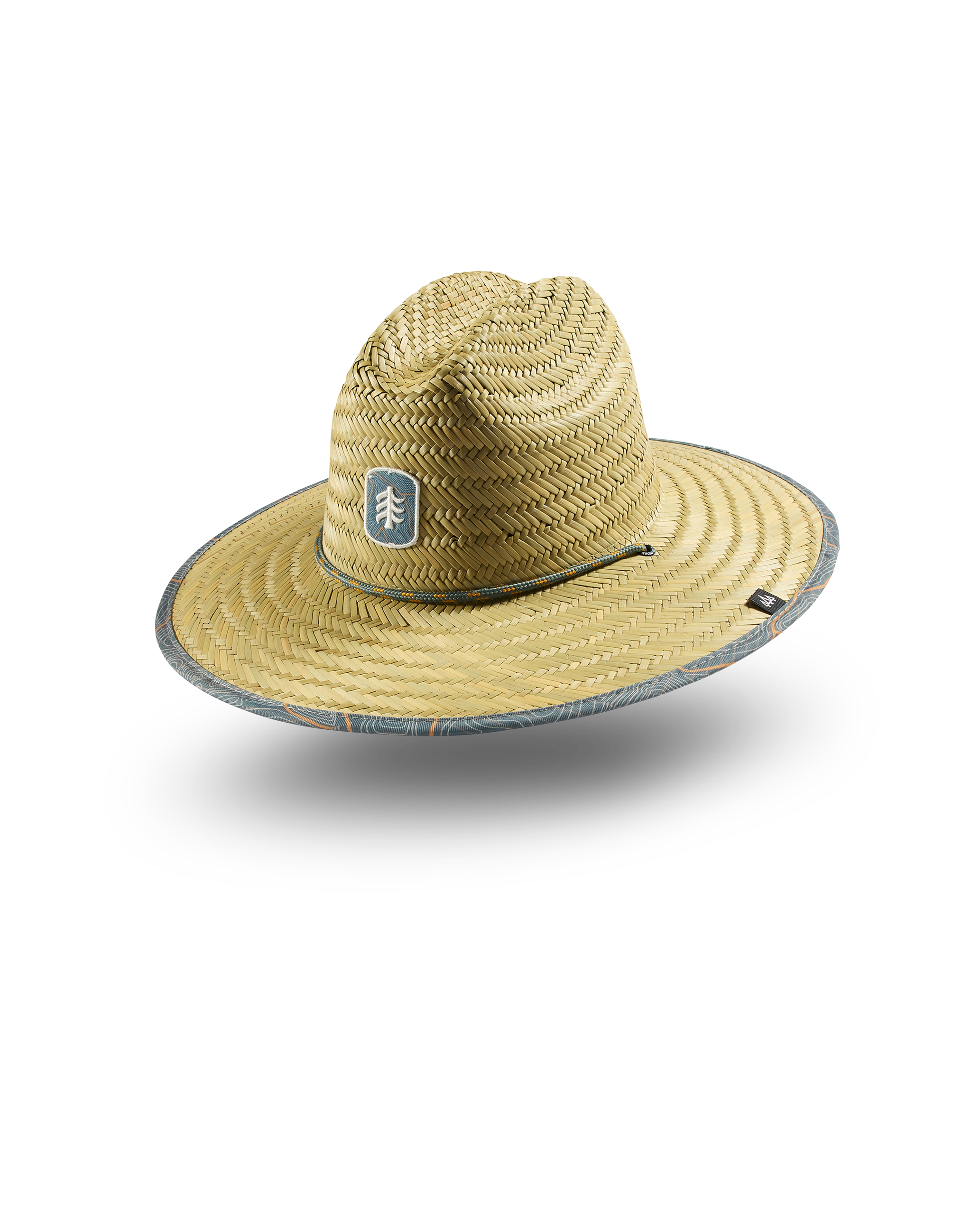 Hemlock Kids UPF50+ Lifeguard Straw Hat in Nomad Blue print side