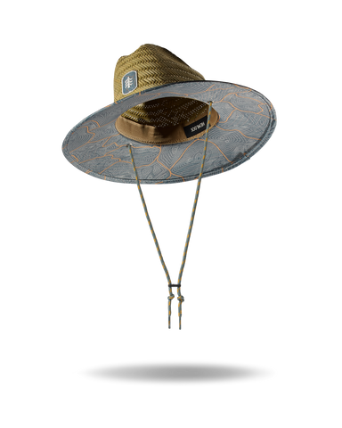 Nomad Straw Lifeguard Hat | Topographic Print Straw Hat UPF 50+