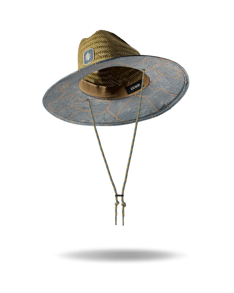 Hemlock Kids UPF50+ Lifeguard Straw Hat in Nomad Blue print