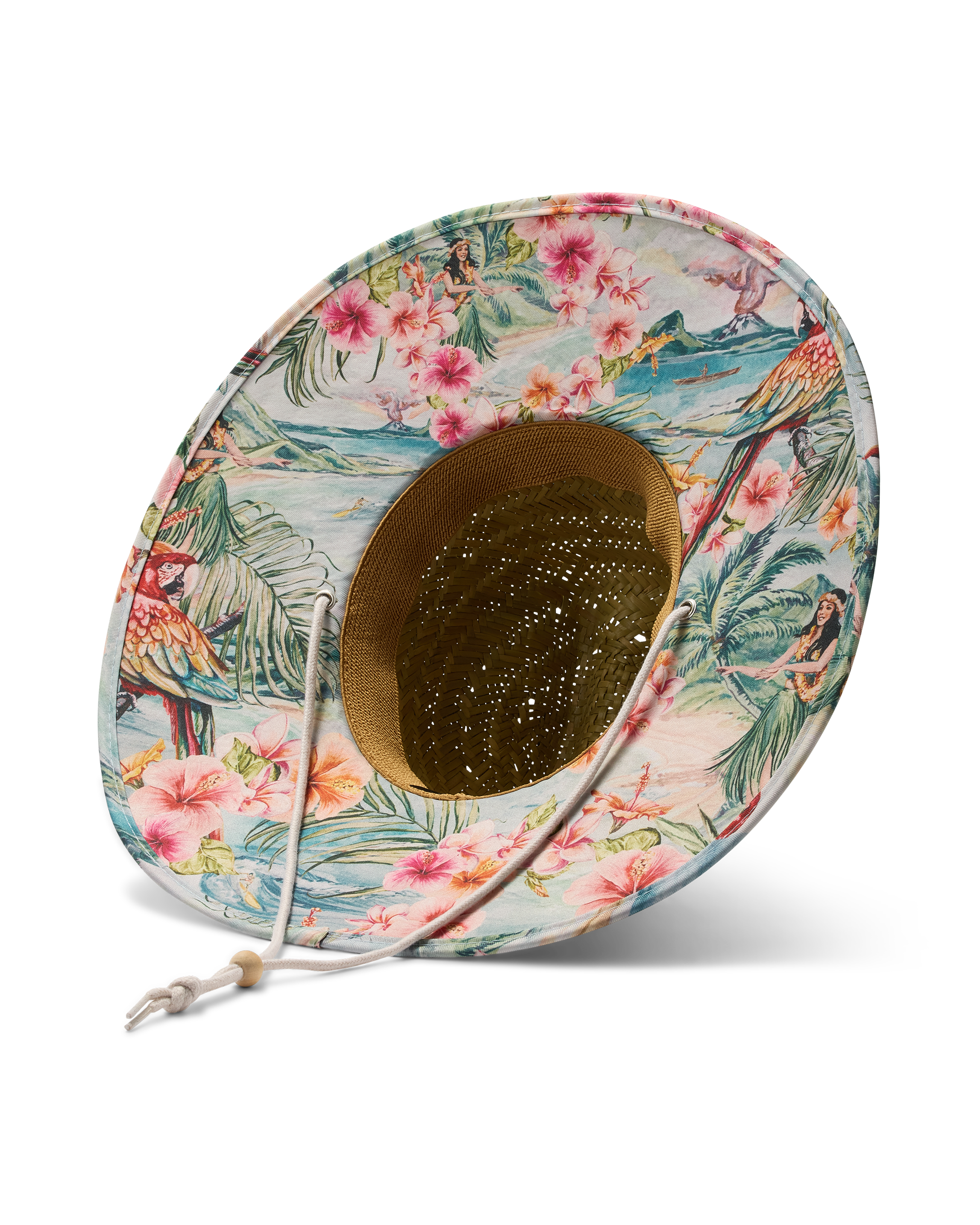 Hemlock UPF50+ Lifeguard Straw Hat in Hanalei print bottom view