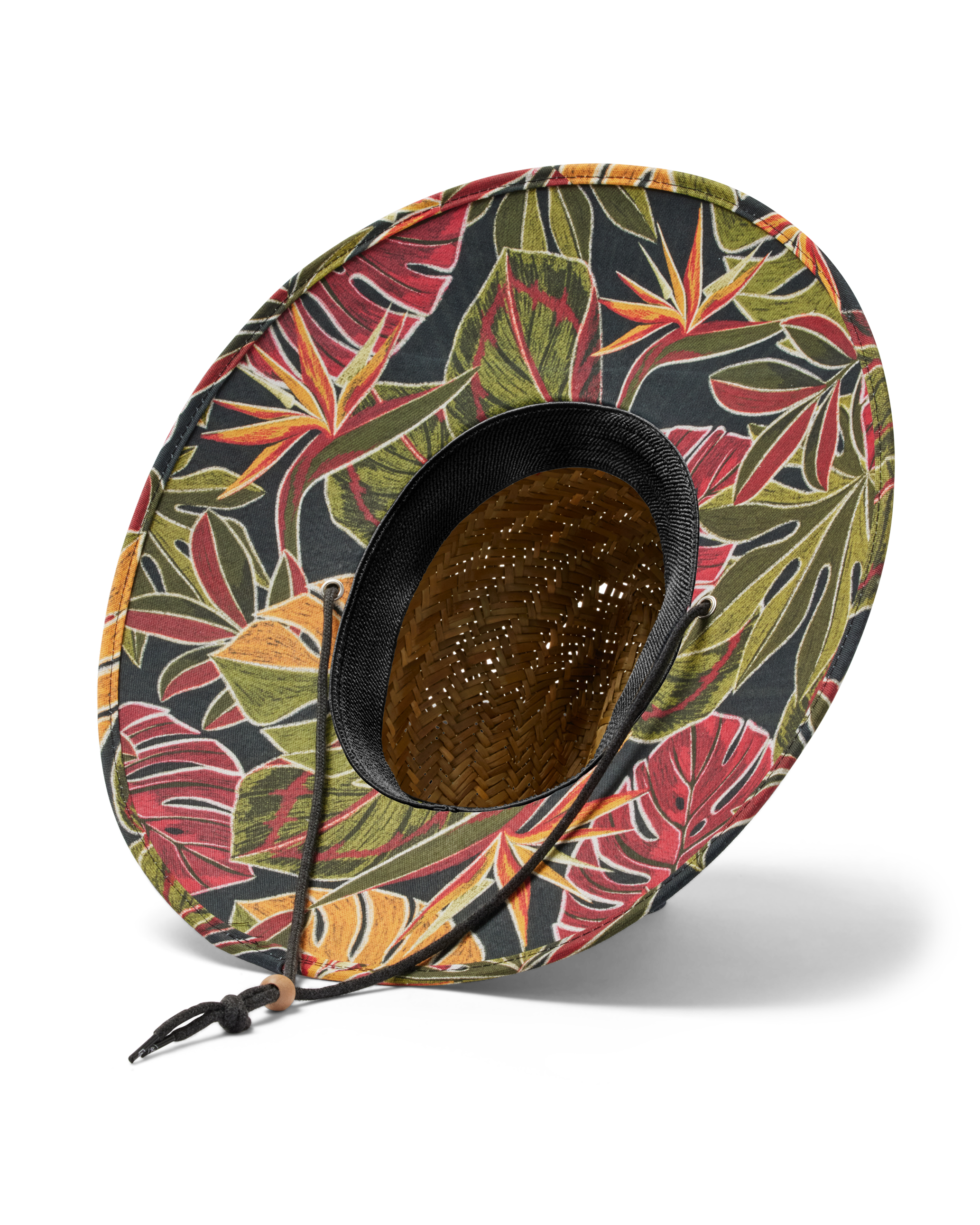 UPF50+ Lifeguard hat in tropical foliage print bottom view