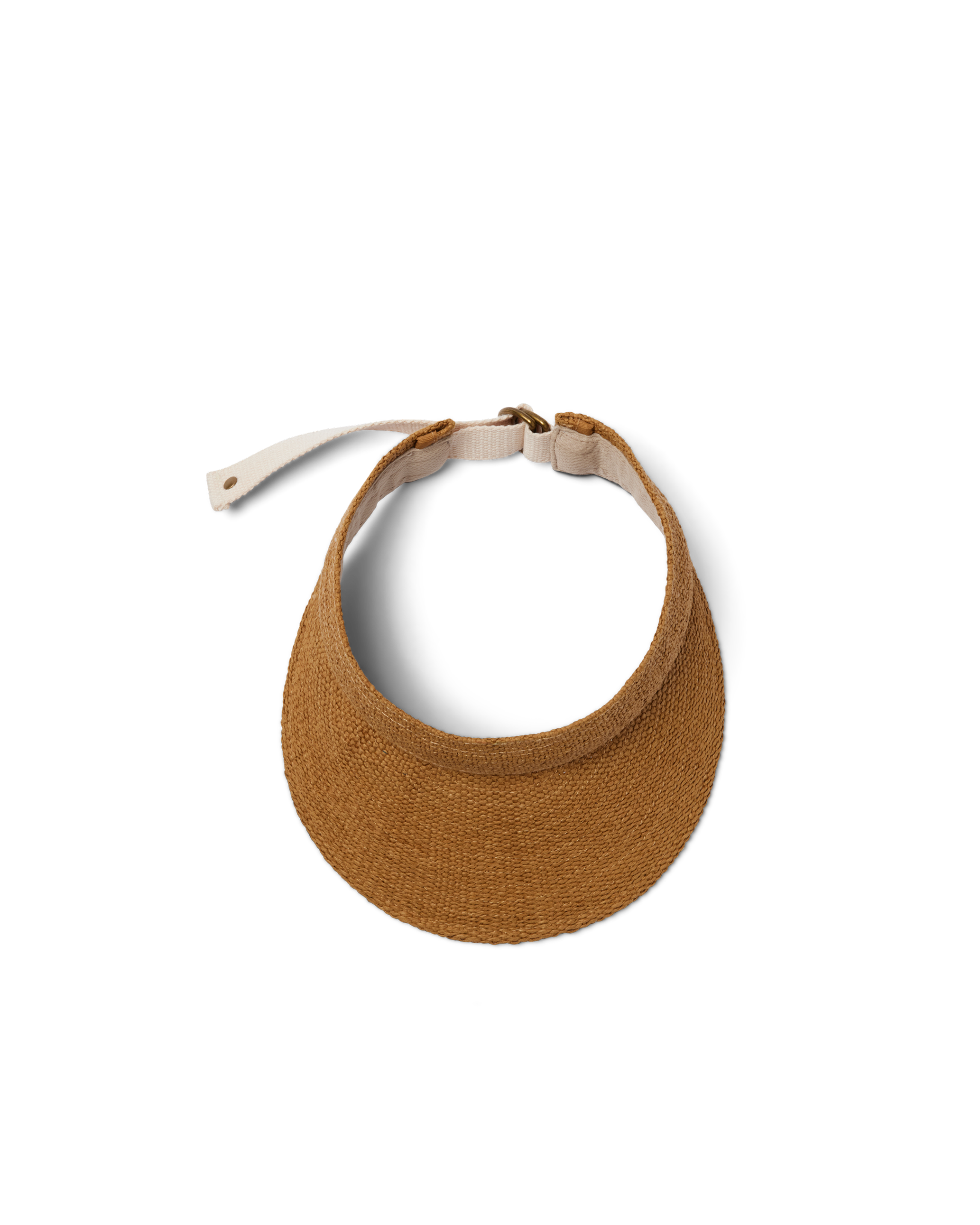 Perla packable visor in tan at the beach top view