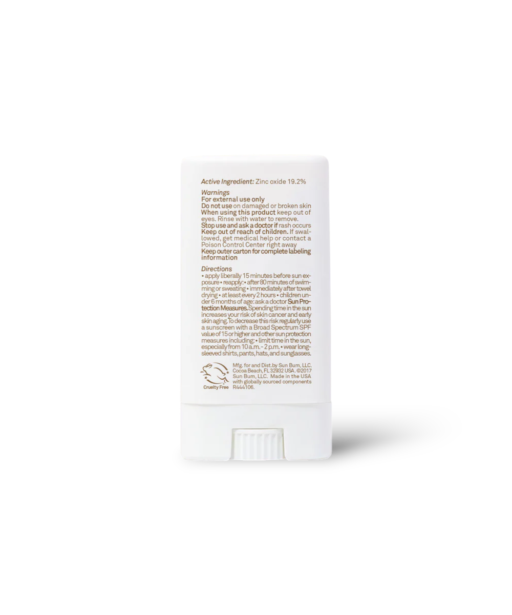 Sun Bum® Mineral SPF 50 Sunscreen Face Stick back of product with drug facts