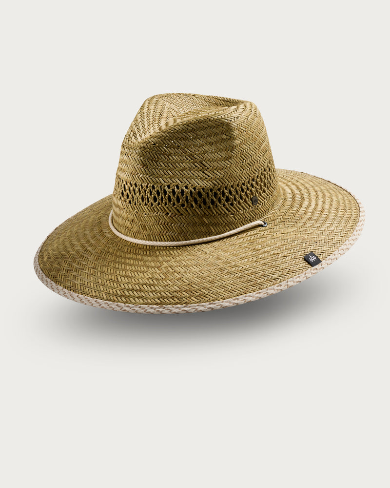 Hemlock UPF50+ Tristan Fedora Lifeguard Straw Hat in Seedpearl color side view