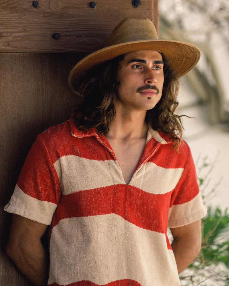 Hemlock female model wearing the Toluca Rancher Straw Hat in Saddle close up