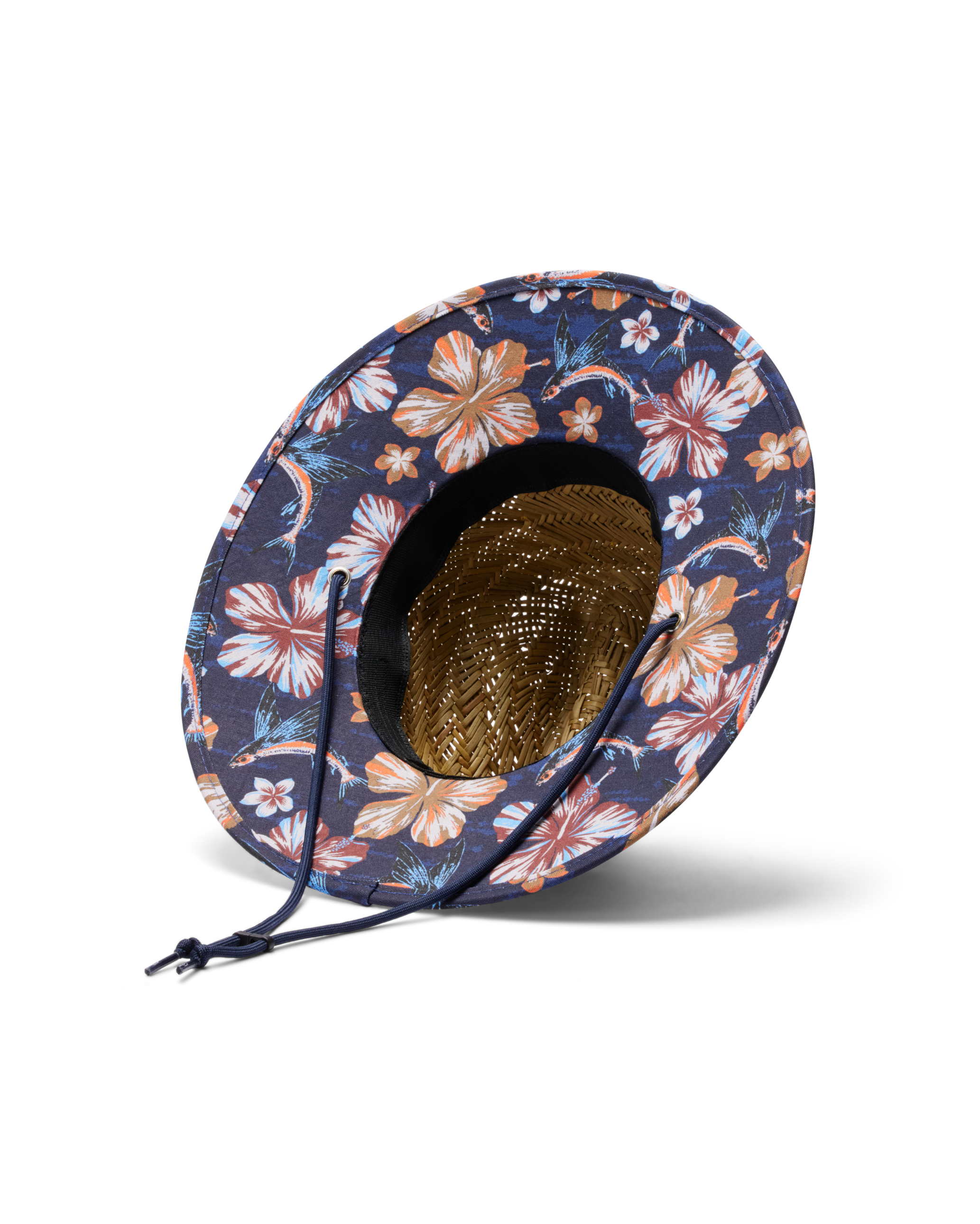 Hemlock Kids Lifeguard Straw Hat in Flying Fish print bottom view