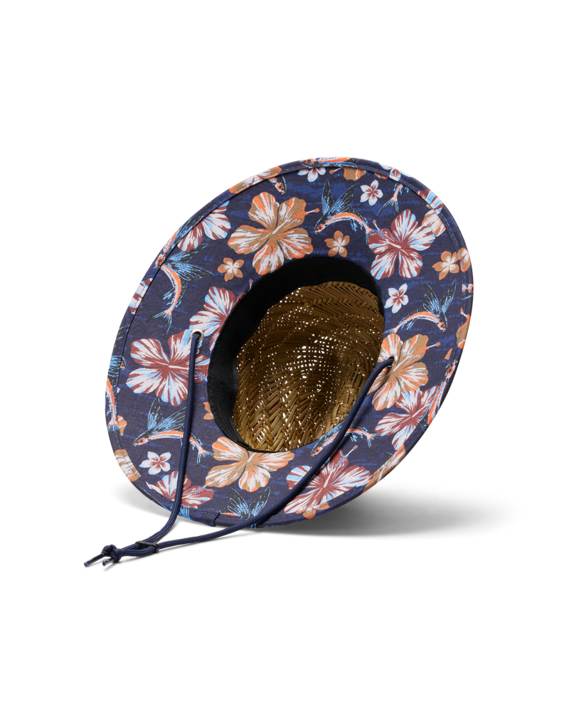Hemlock Kids Lifeguard Straw Hat in Flying Fish print bottom view