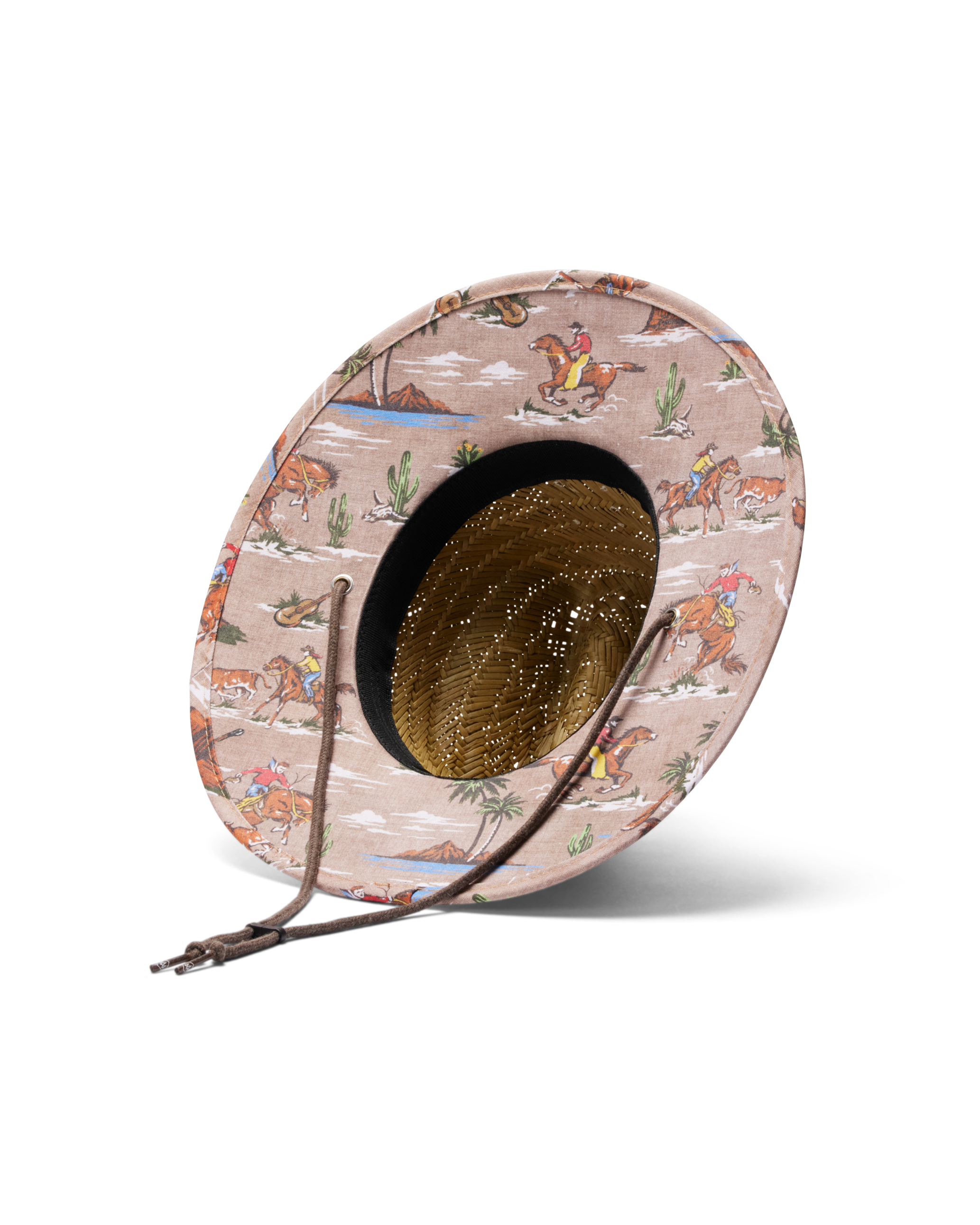 Hemlock Kids UPF50+ Lifeguard Straw Hat in Island Cowboy print bottom view
