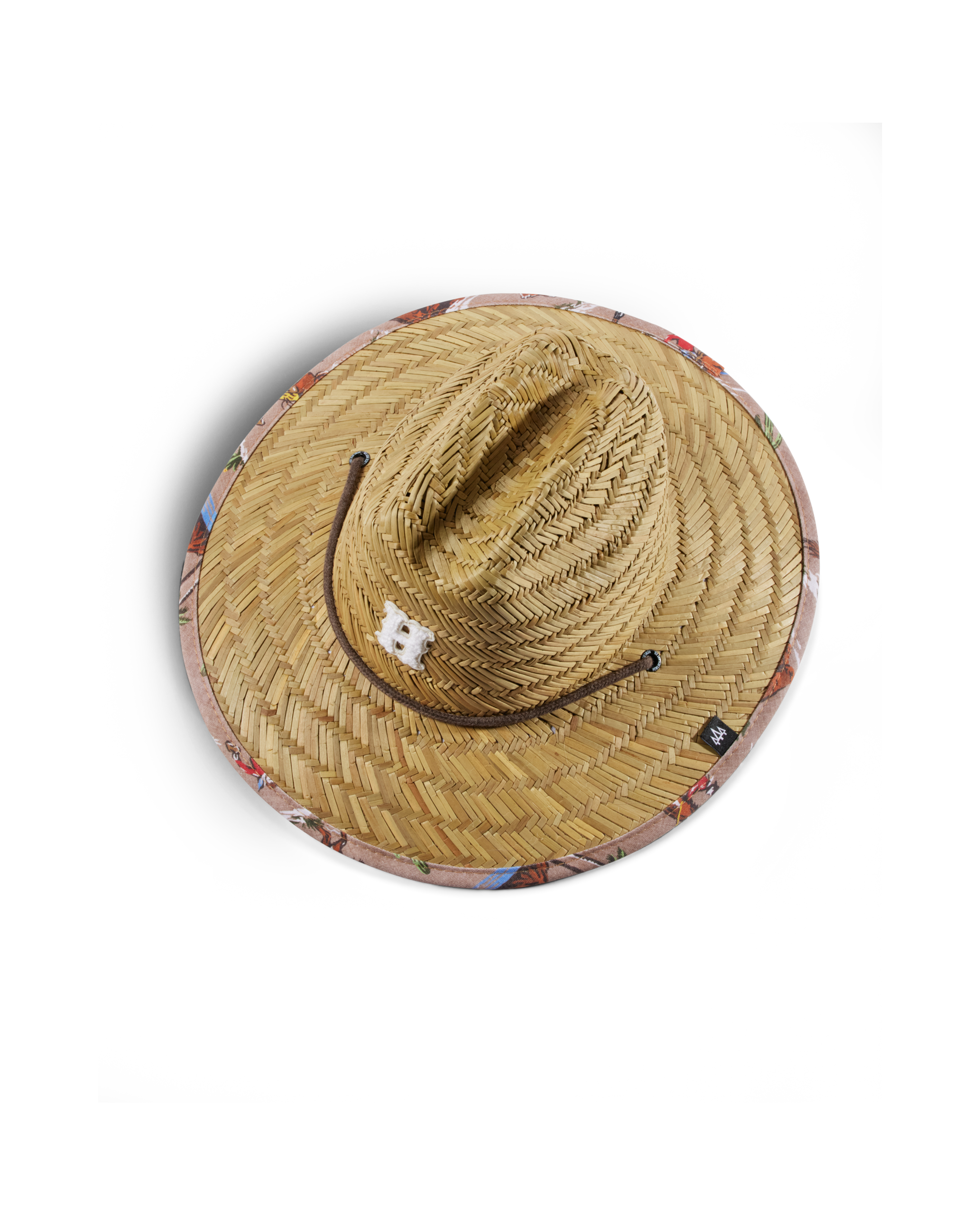 Hemlock Kids UPF50+ Lifeguard Straw Hat in Island Cowboy print top view