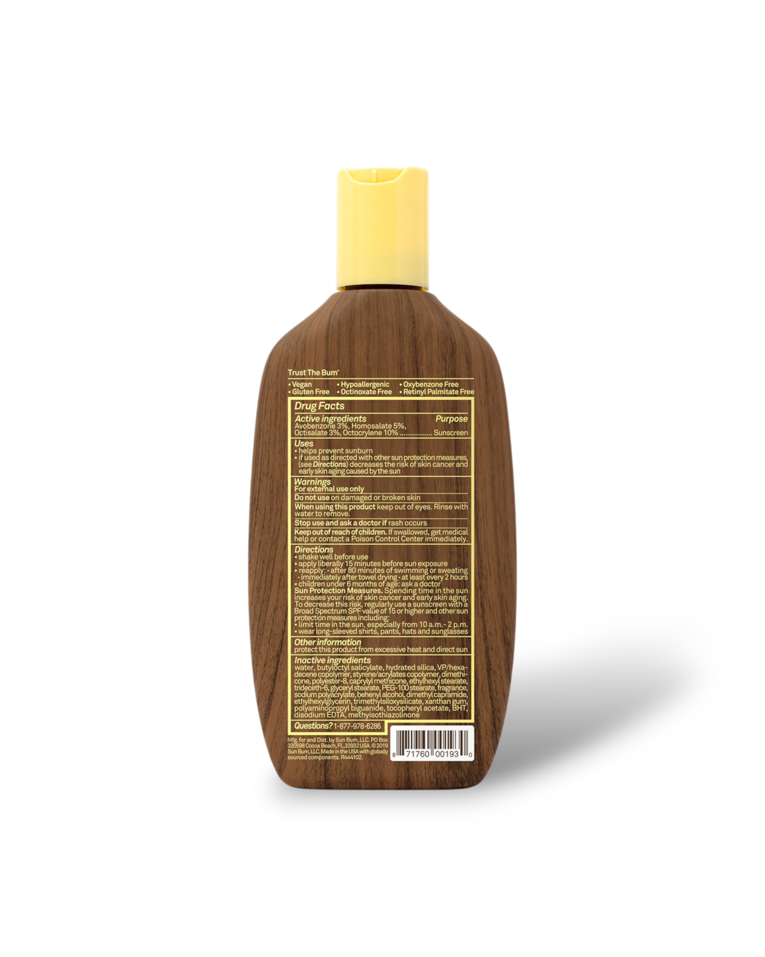 Sun Bum SPF 30 Original Sunscreen Lotion bottle back view