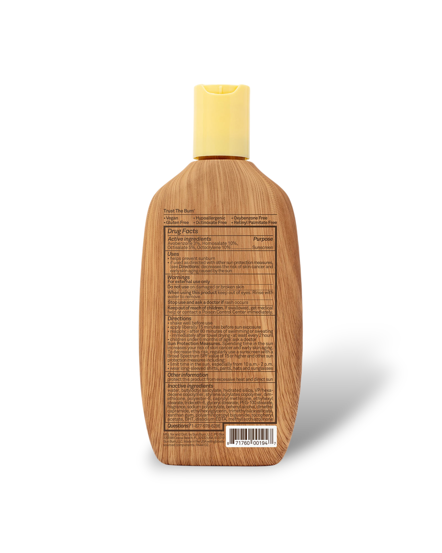 Sun Bum Original SPF 50 sunscreen lotion product image back view