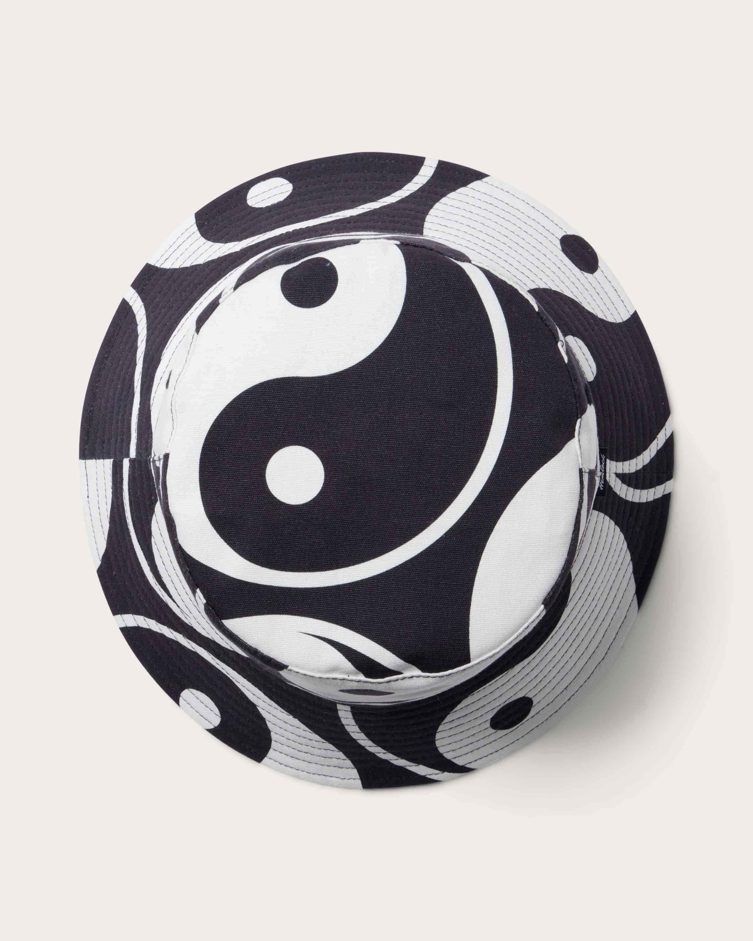 Hemlock Archer Cotton Bucket Hat in Yin-Yang top of hat