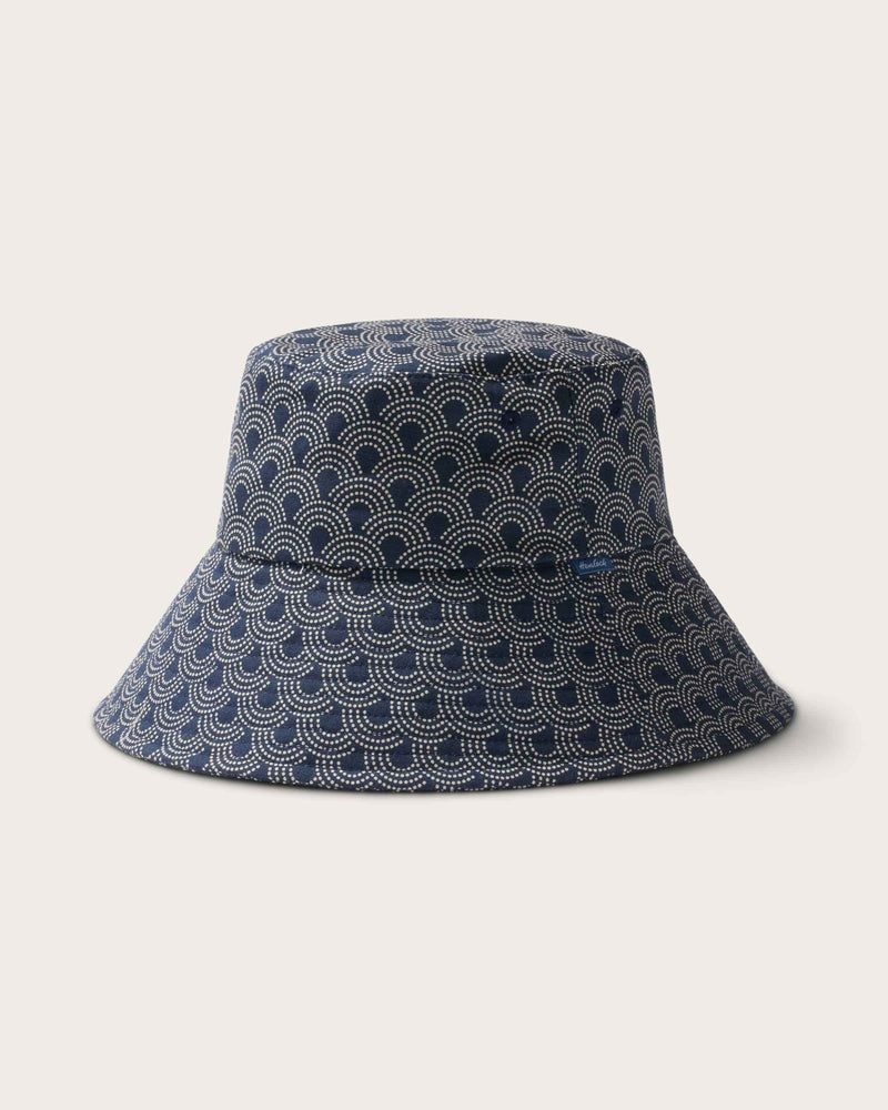 Hemlock Bali Oversized Cotton Bucket Hat in Indigo Waves