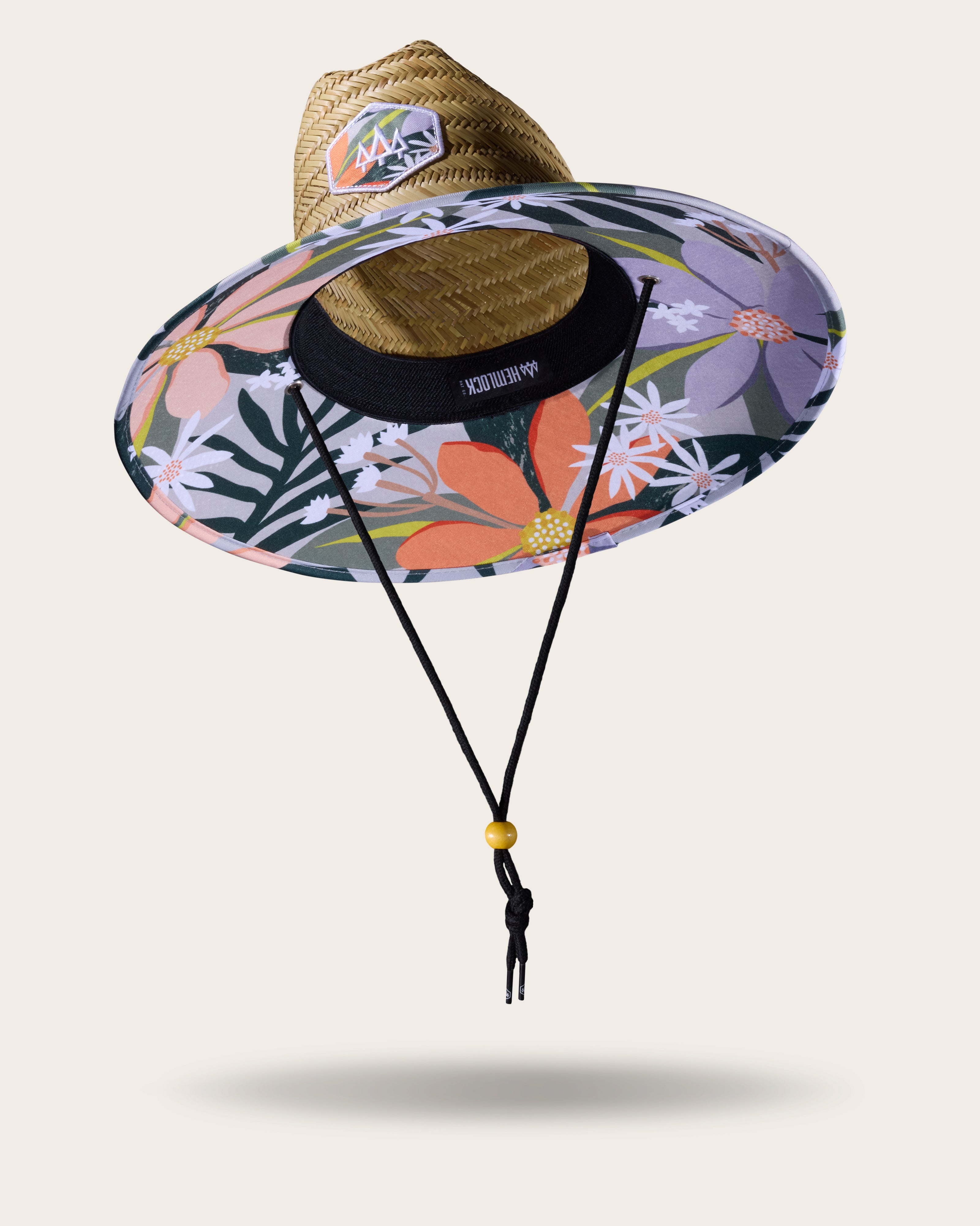 Hemlock Barbados straw lifeguard hat with orange floral print