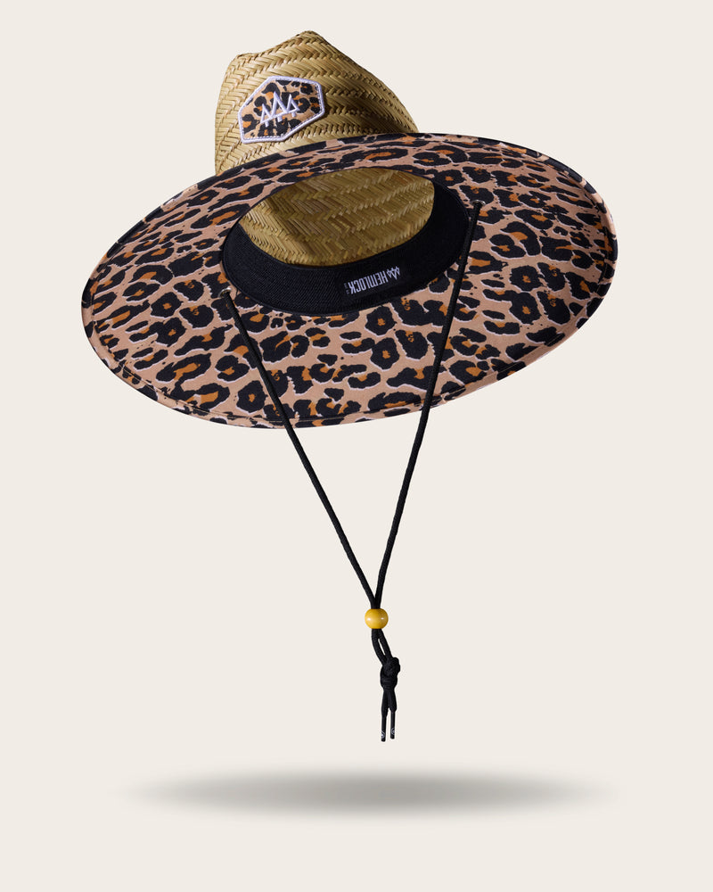 Hemlock Big Cat Straw Lifeguard Hat with Classic Leopard pattern