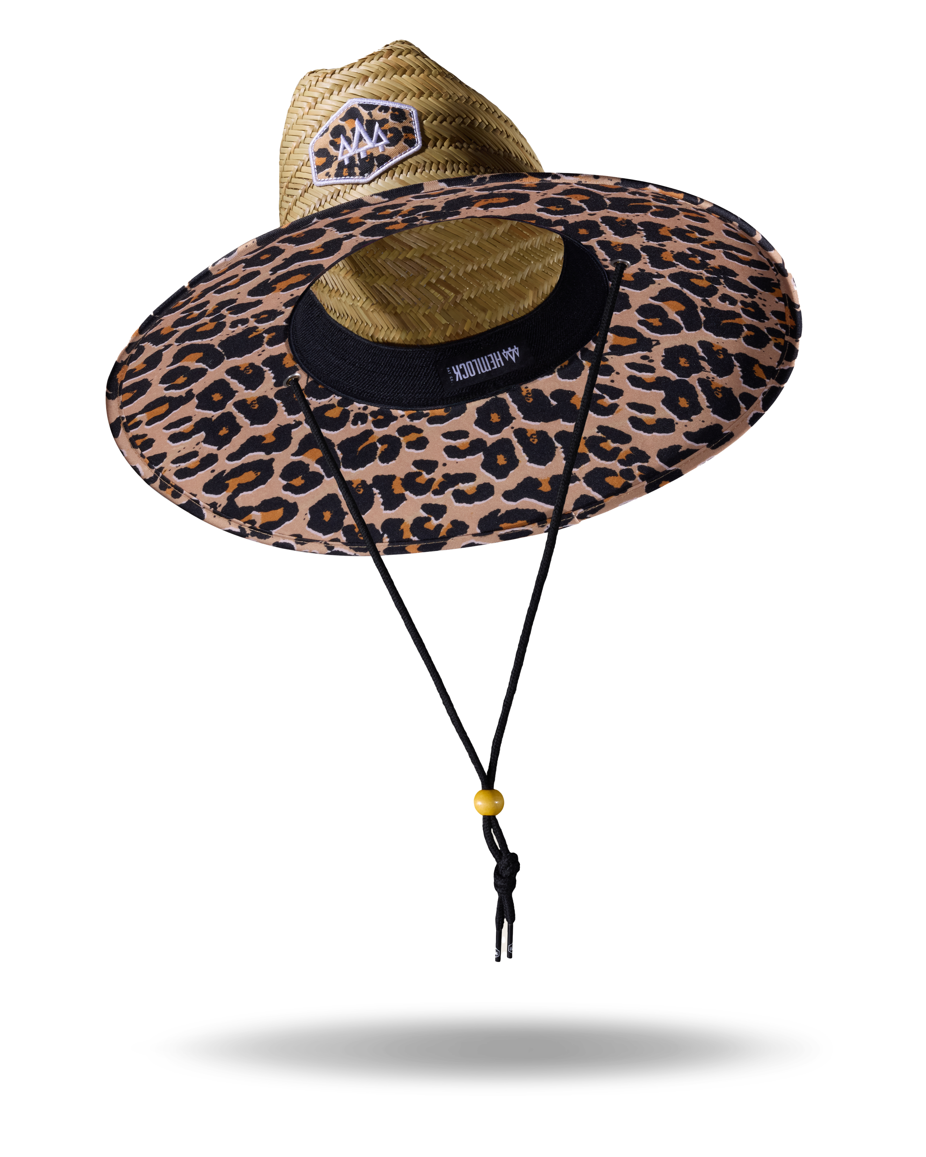 Hemlock Big Cat Straw Lifeguard Hat with Classic Leopard pattern