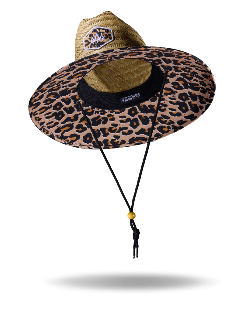 Big Cat Straw Lifeguard Hat | Leopard Print Straw Hat UPF 50+