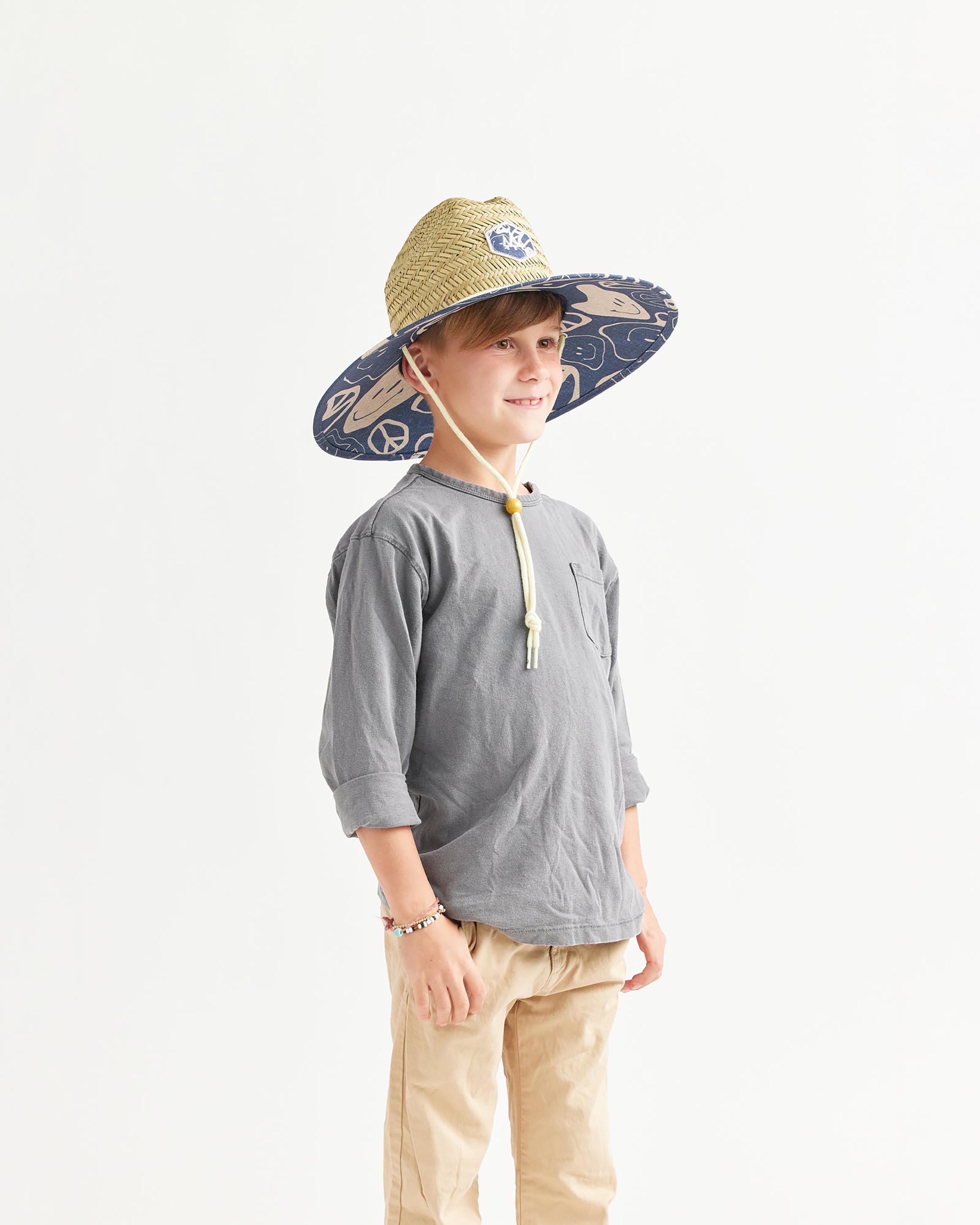 Dylan Straw Lifeguard Hat - Big Kids | Tie Dye Print Straw Hat