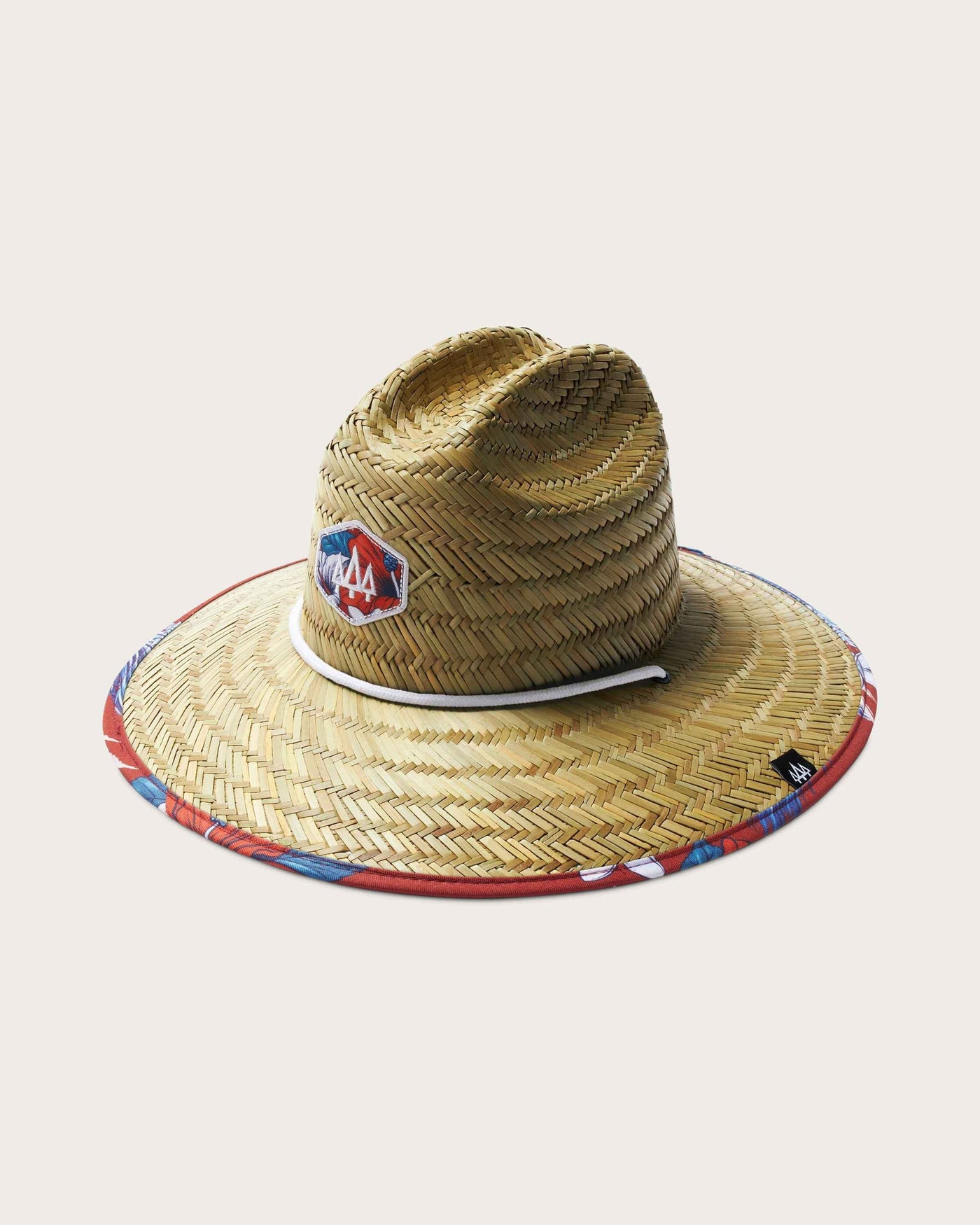 Jetty Straw Lifeguard Hat Red White & Blue Waves Floral Big Kids UPF 50+ Hemlock Hat