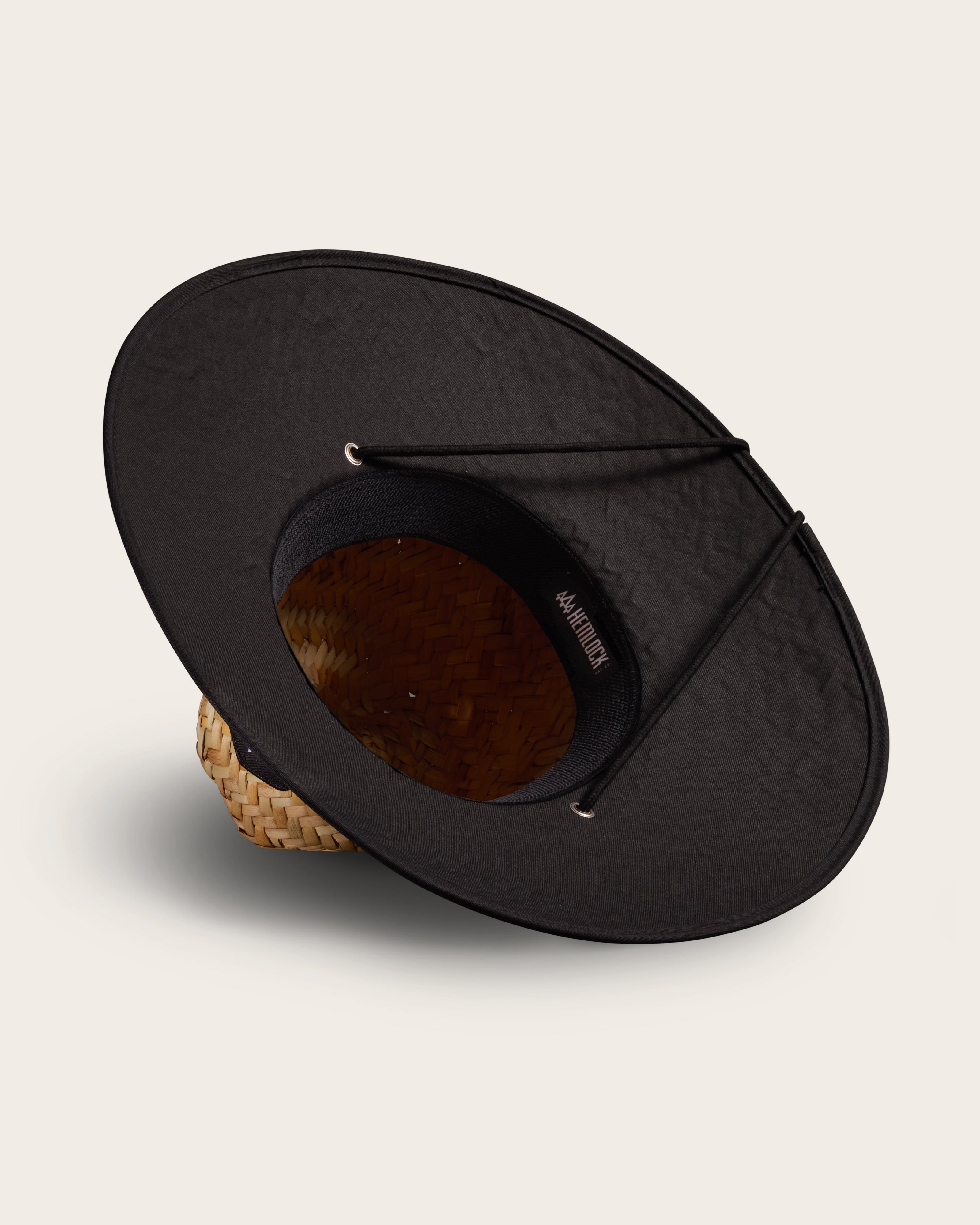 Hemlock Blackout straw lifeguard hat with Black color detailed view