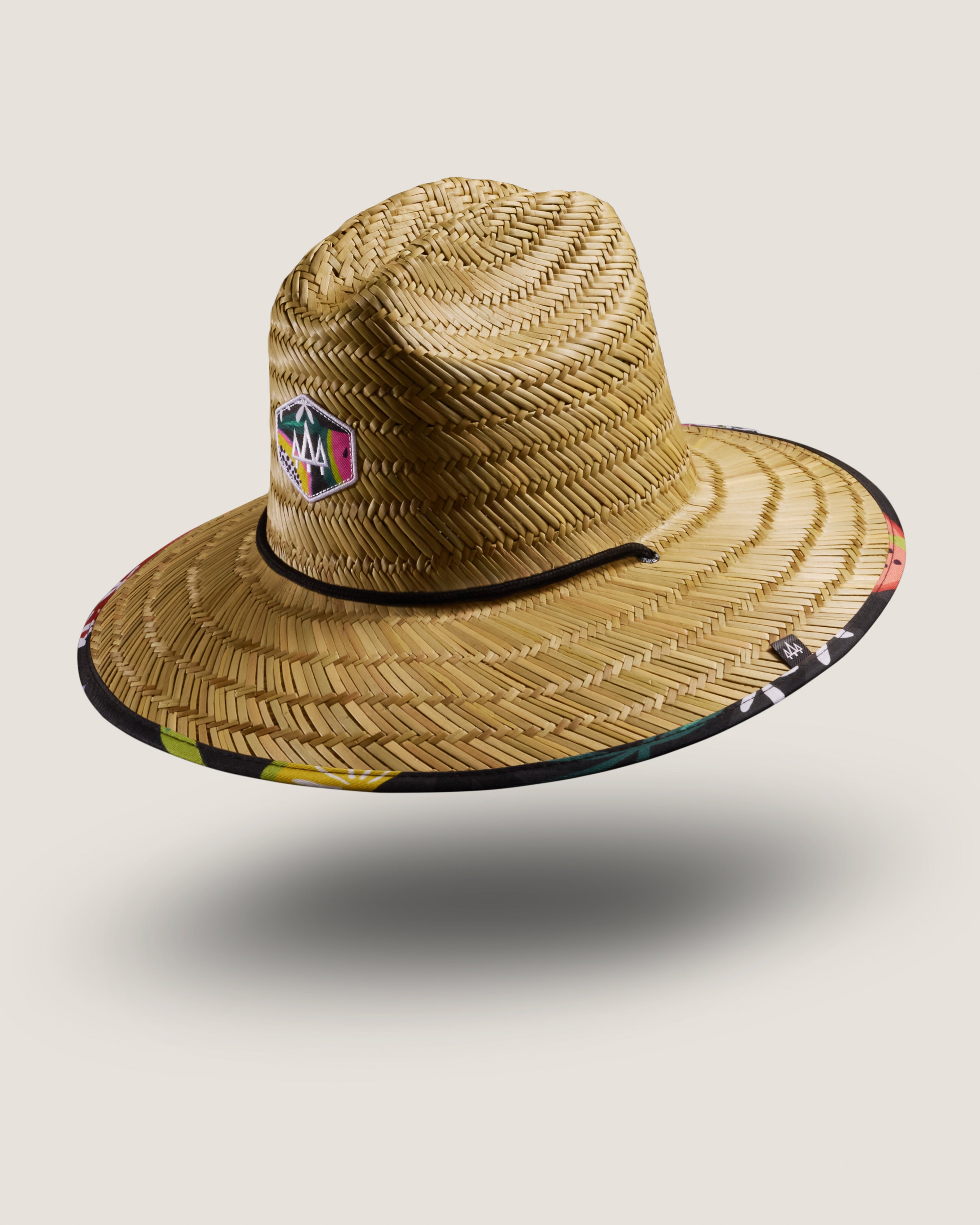Hemlock Blend straw lifeguard hat with fruit pattern with patch