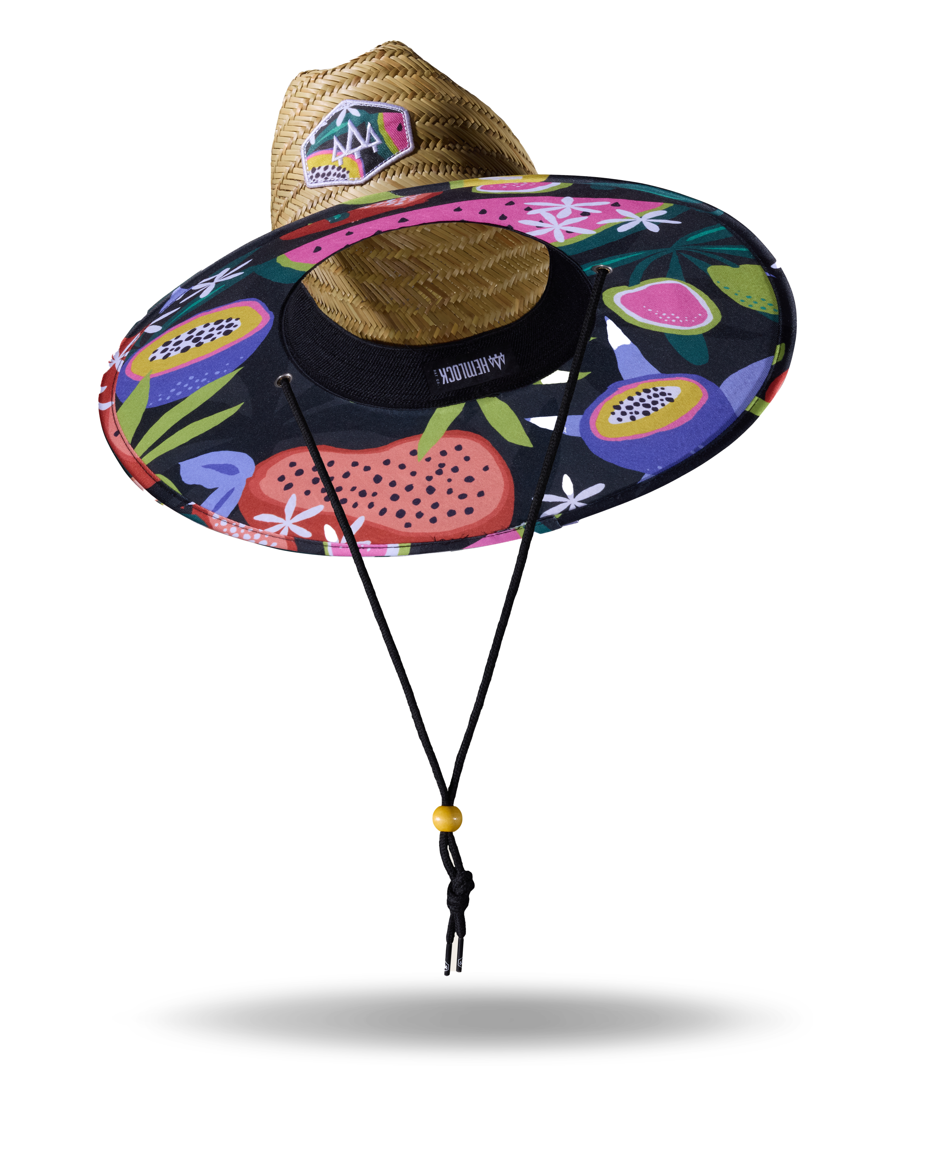 Hemlock Blend straw lifeguard hat with fruit pattern
