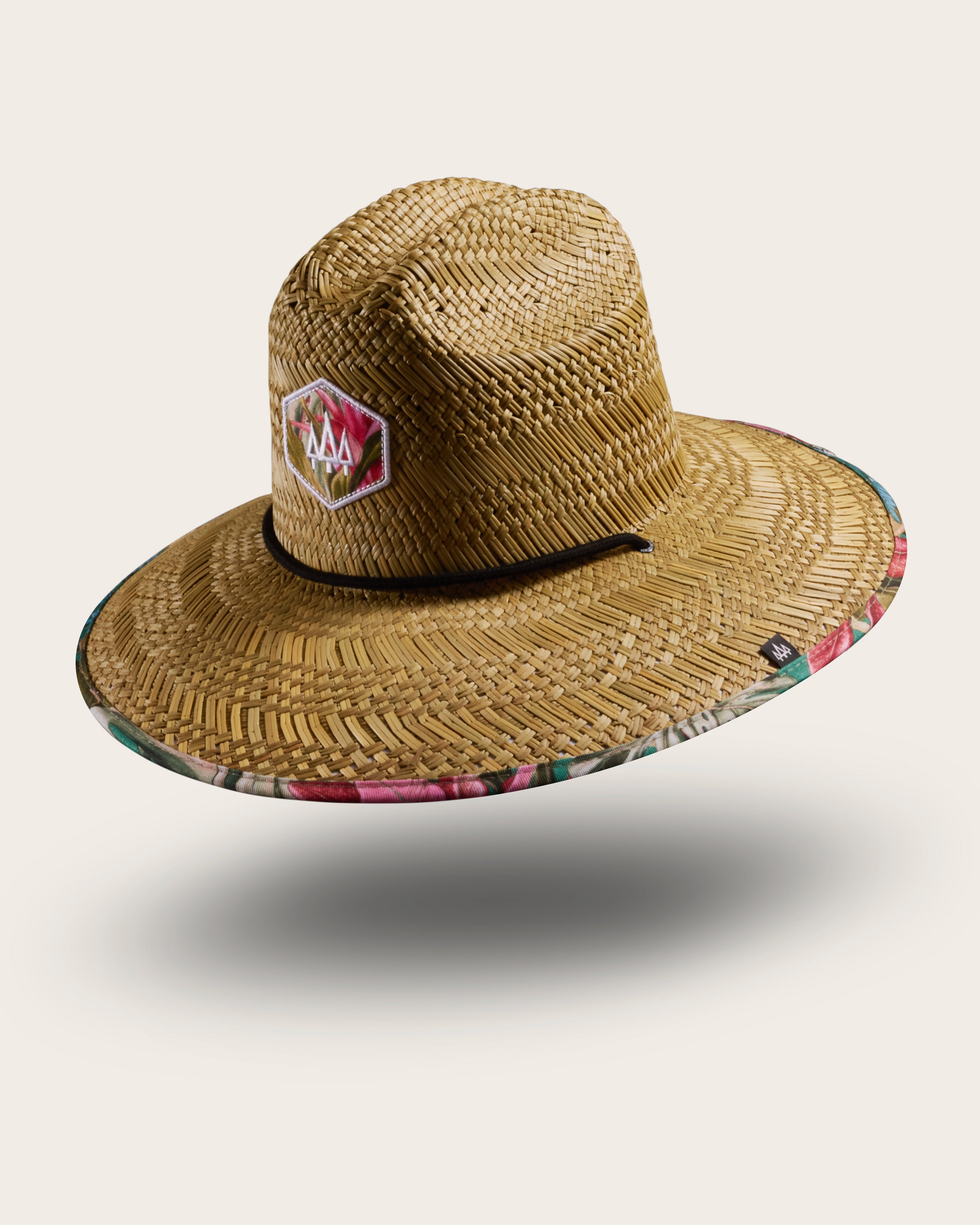 Hemlock Bombay straw lifeguard hat with panther pattern with patch