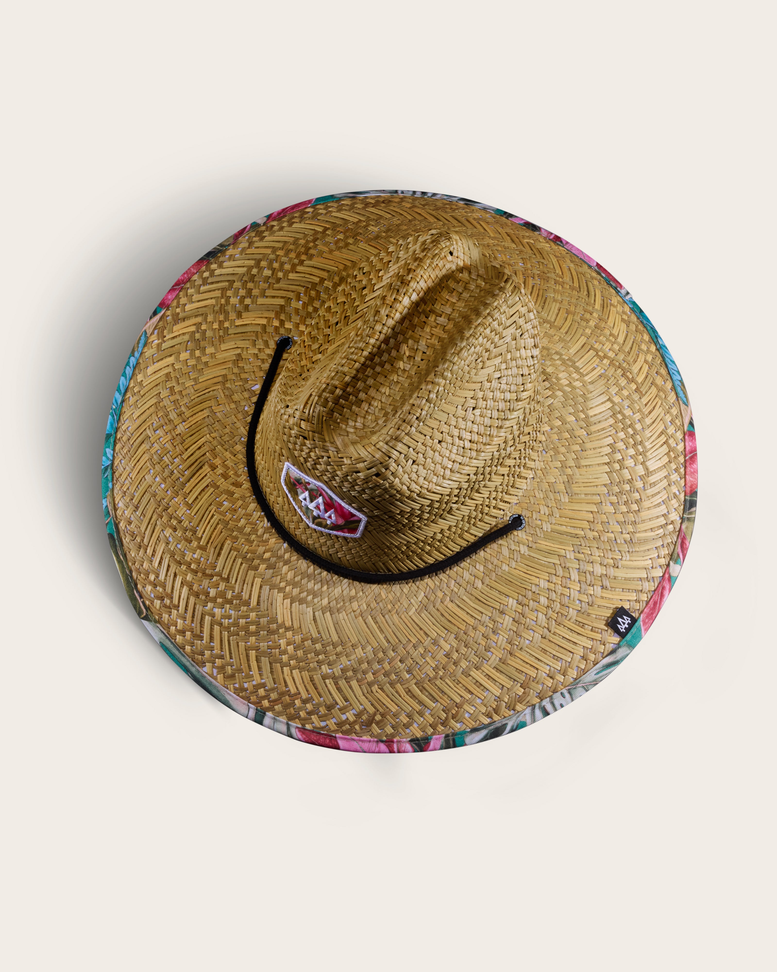 Hemlock Bombay straw lifeguard hat with panther pattern top of hat