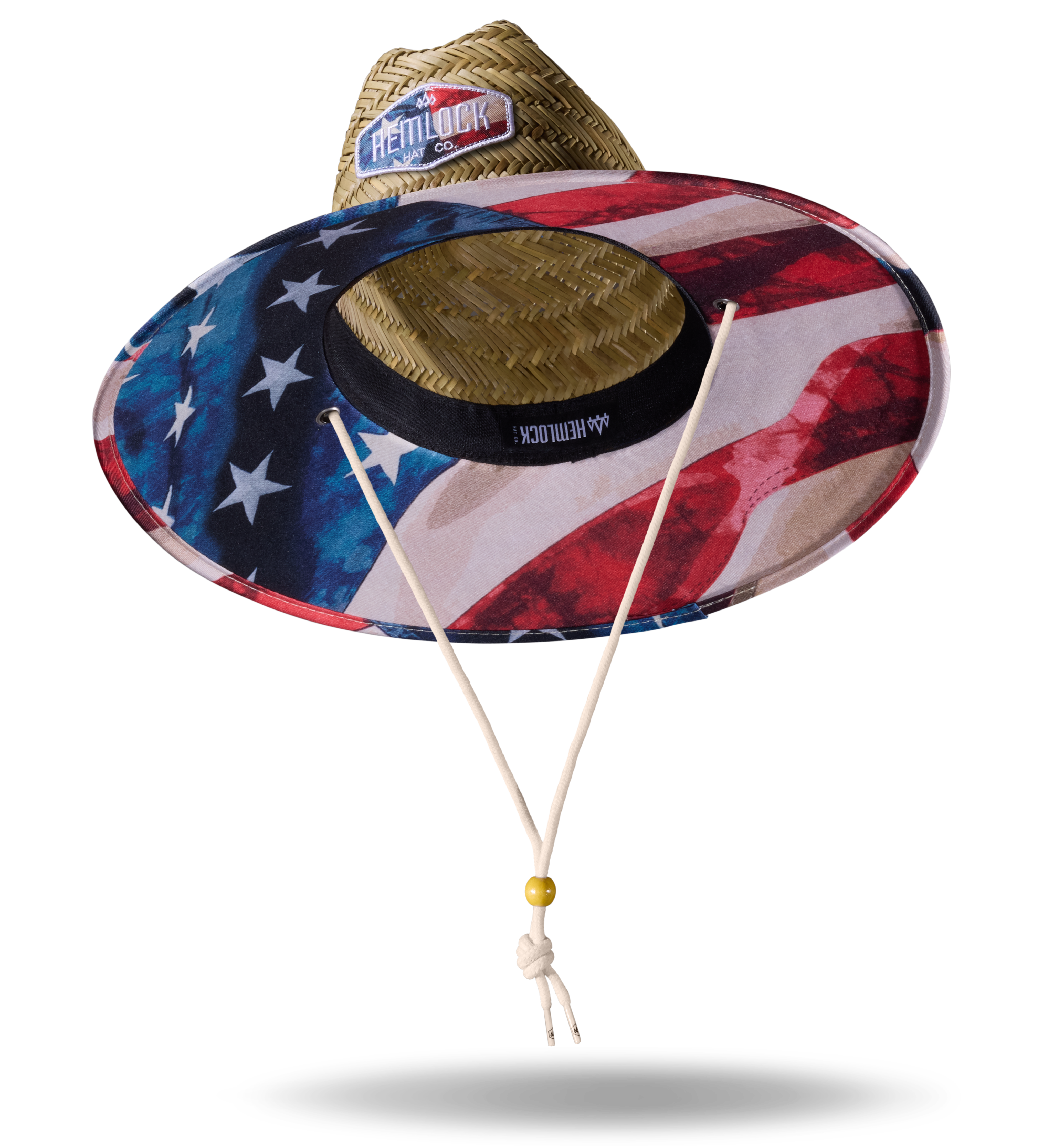 Brave - Big Kids lifeguard hat with American Flag under brim design and American flag patch 