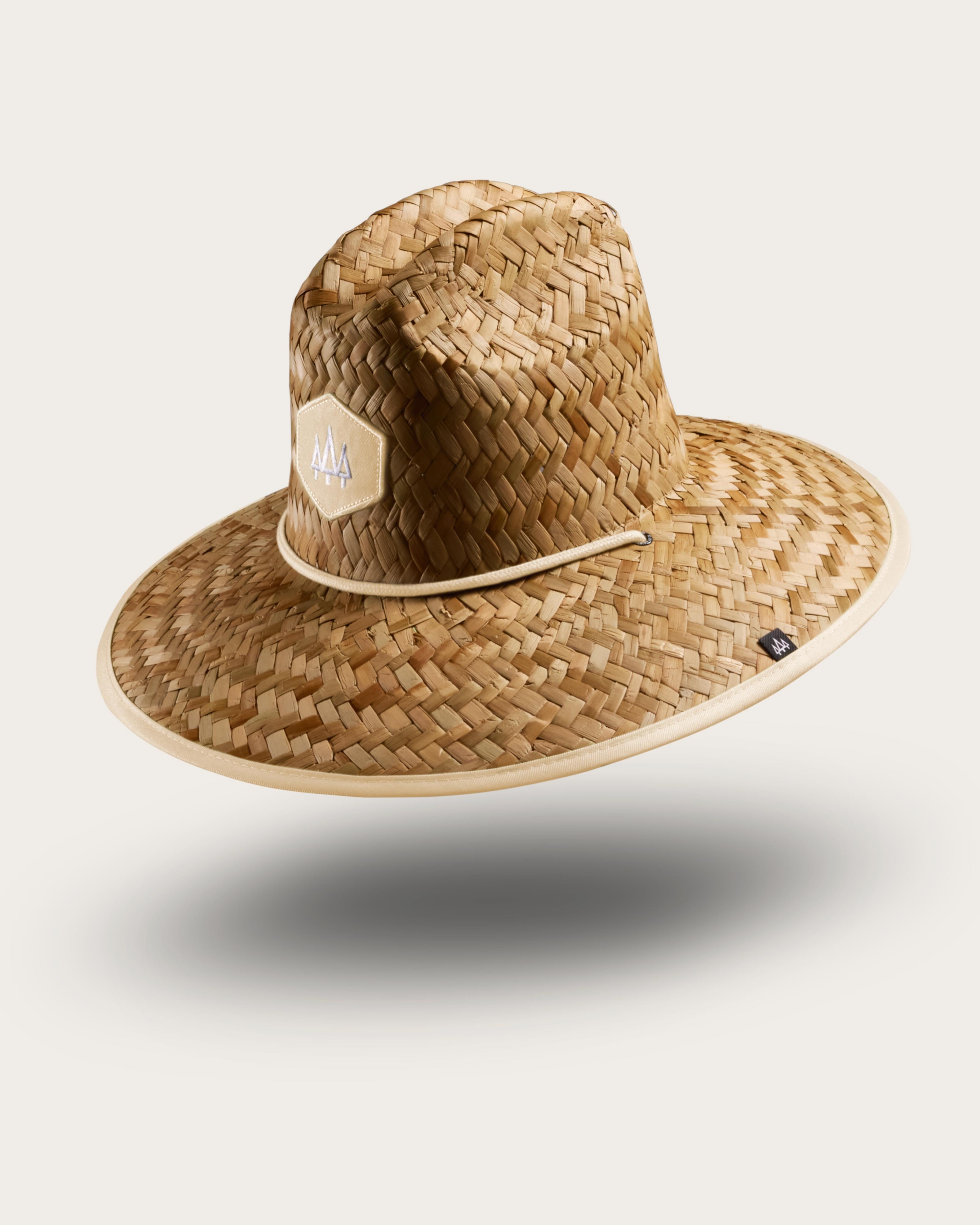 Hemlock Butter straw lifeguard hat with yellow pattern with patch