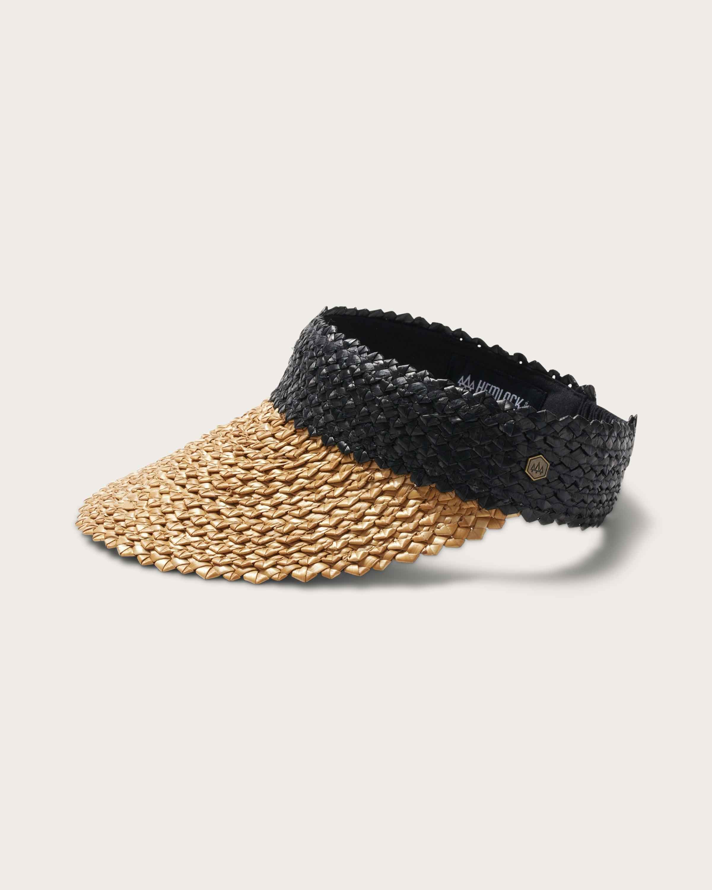 Hemlock Capri Straw visor in Black and Tan