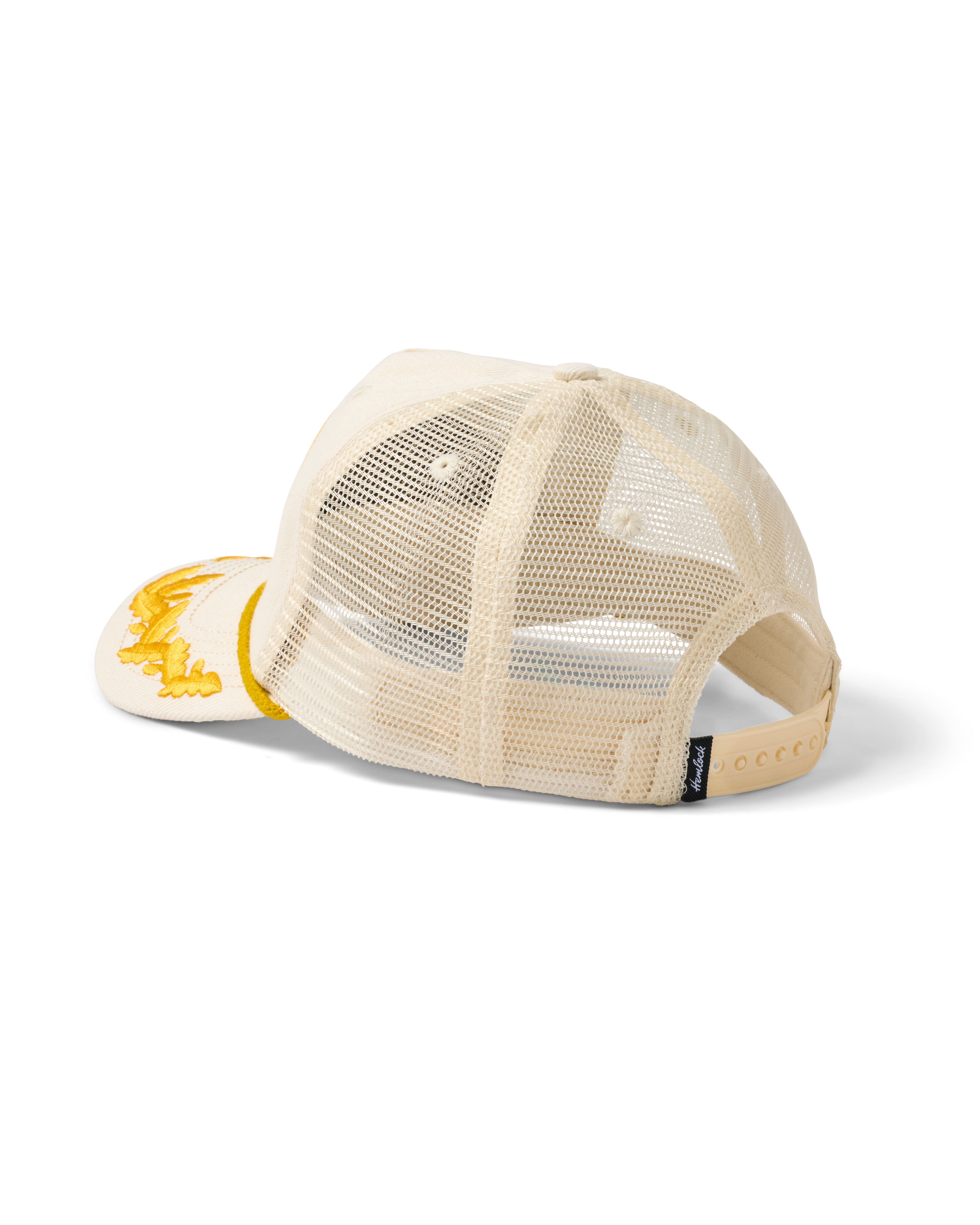 Hemlock Captain Trucker Hat in bone color side view