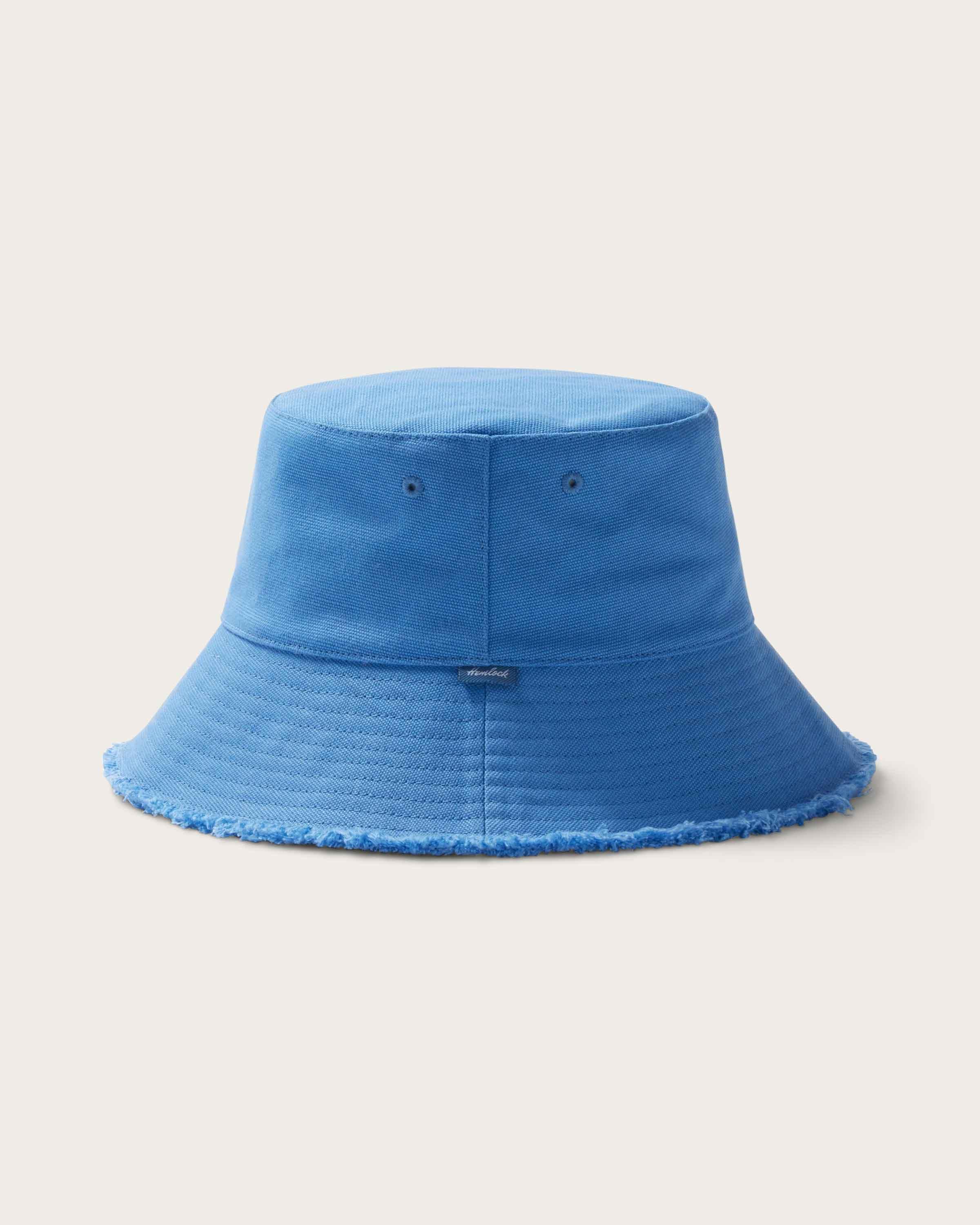 Hemlock Coronado Cotton Bucket Hat in Faded Denim side profile