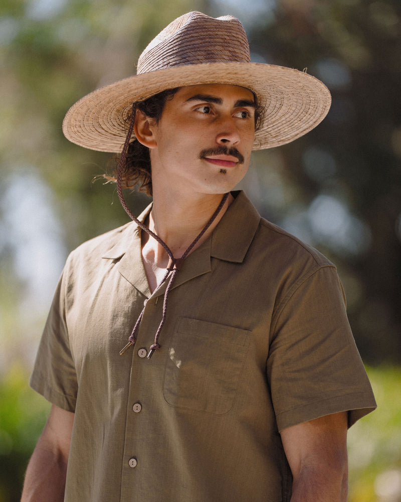 Hemlock male model wearing the Monterrey Rancher Straw Hat in Toast 