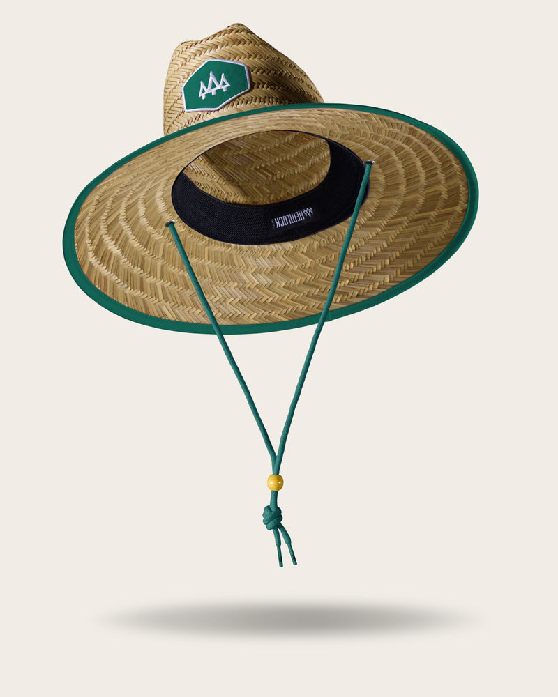 Hemlock Emerald straw lifeguard hat with emerald color