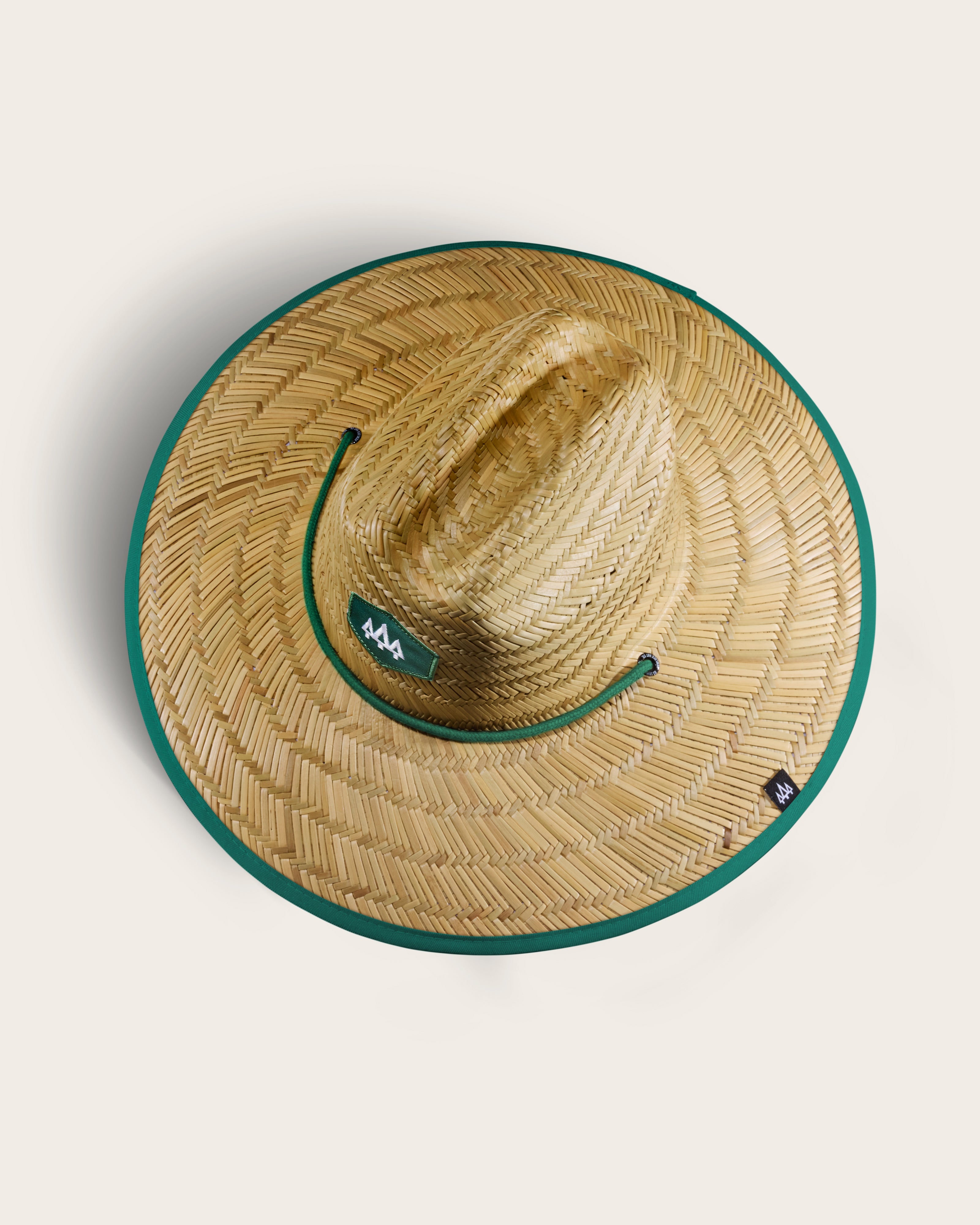 Hemlock Emerald straw lifeguard hat with emerald color top of hat